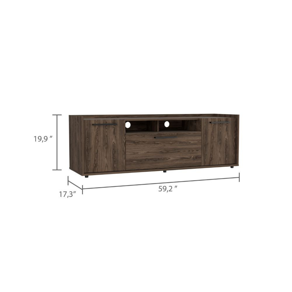 Lyon Tv Stand for TV´s up 55", One Cabinet, Double Door -Dark Walnut