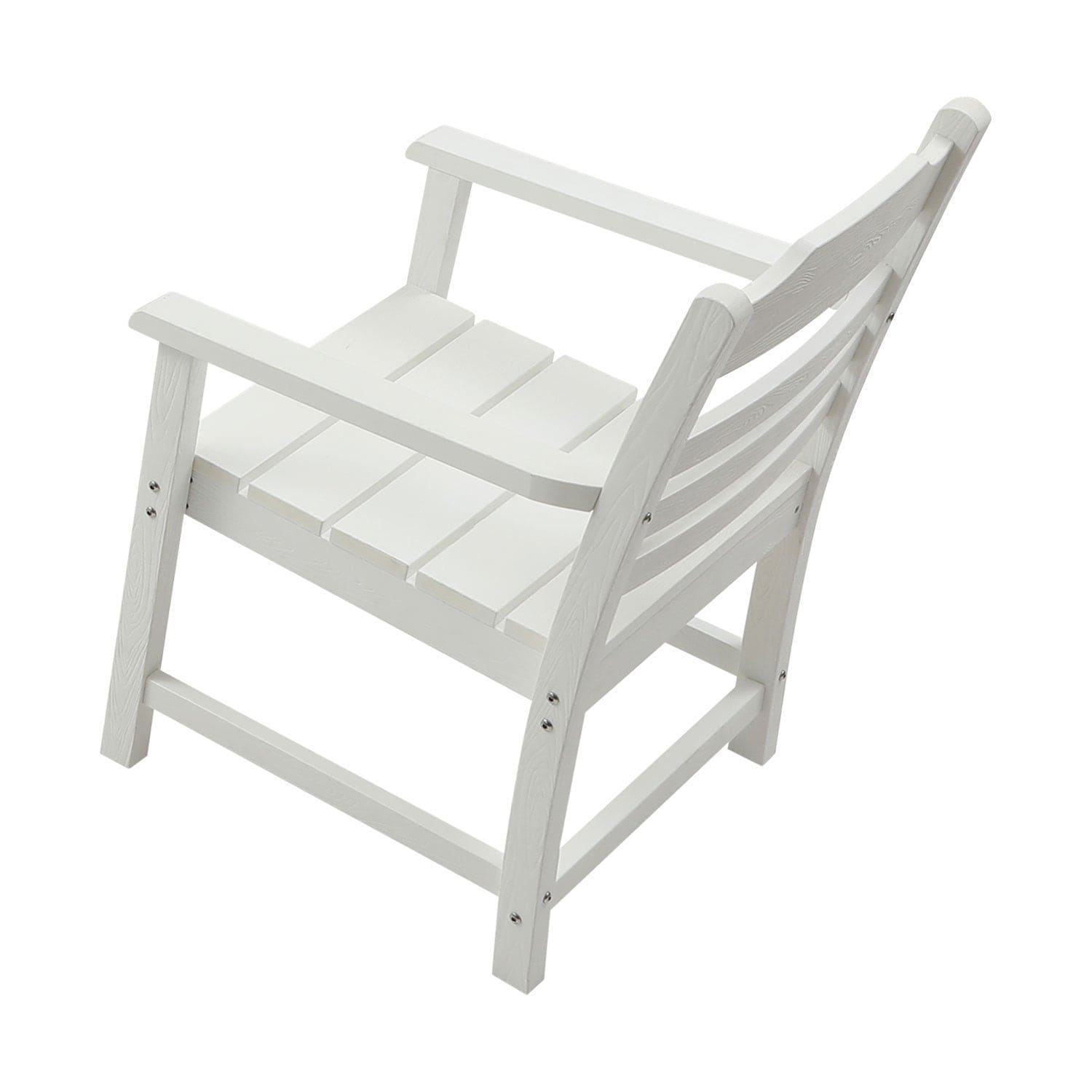 Patio Dining Chair with Armset Set of 2, Pure White with Imitation Wood Grain Wexture,HIPS Material