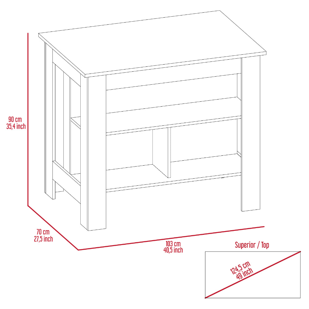 Wilmington 10-Shelf 2-piece Kitchen Set, Kitchen Island and Functional Table Whiteand Light Gray