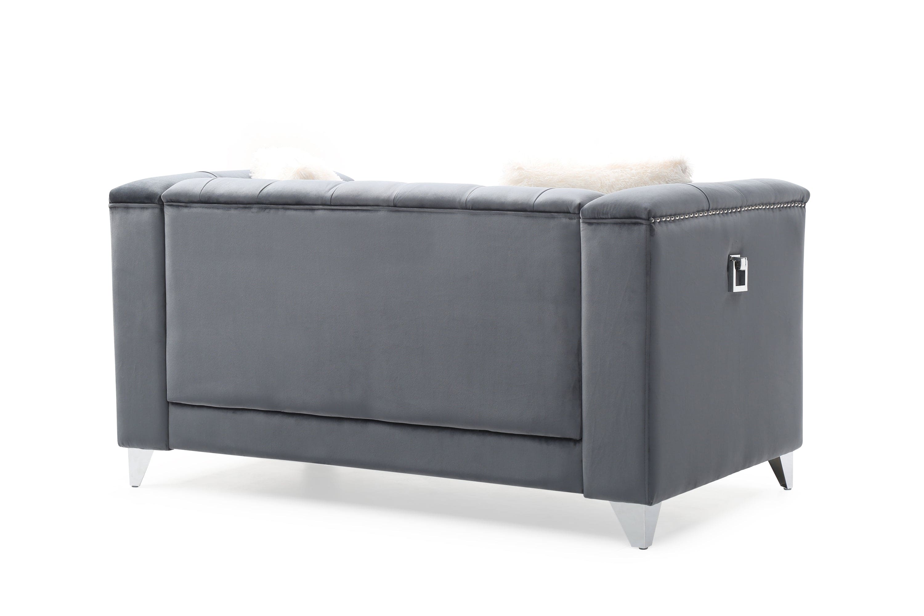 Russell Tufted Upholstery Loveseat Finished in Velvet Fabric in Gray