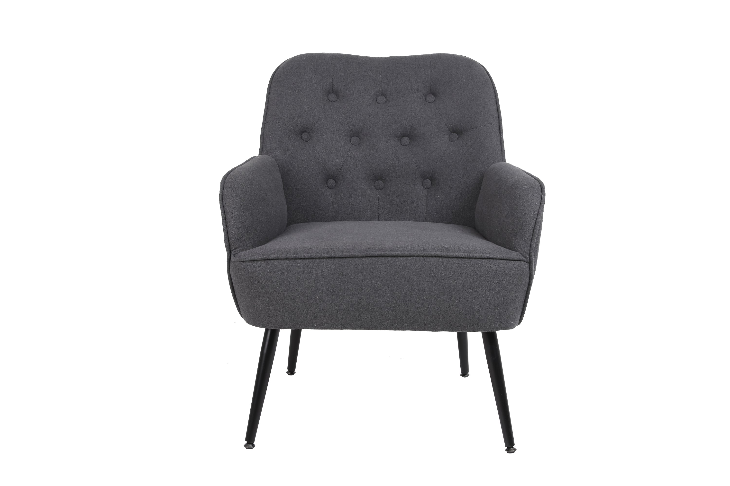 Modern Mid Century Chair velvet  Sherpa Armchair for Living Room Bedroom Office Easy Assemble(Dark Grey)