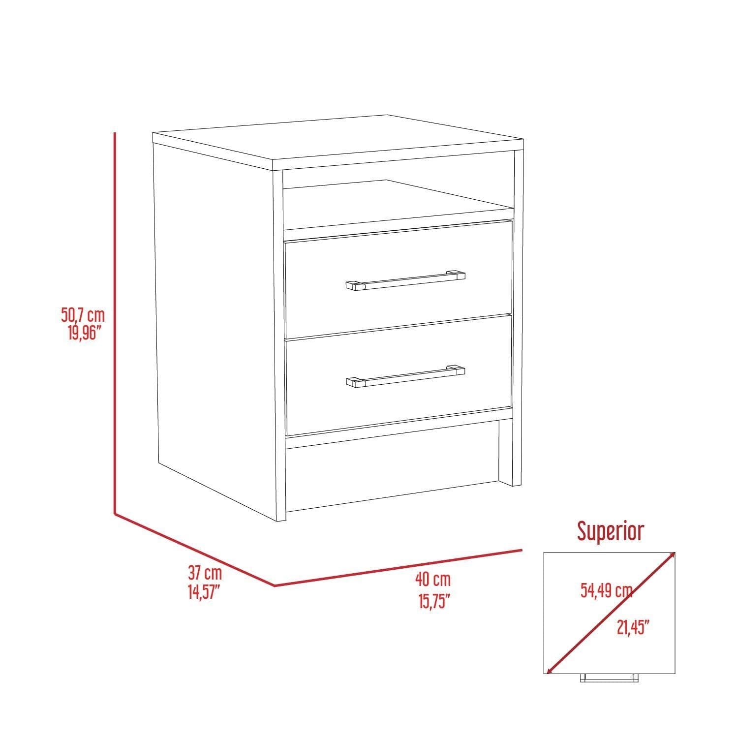 Rowley 2-Drawer 1-Shelf Rectangle Nightstand Smokey Oak and White