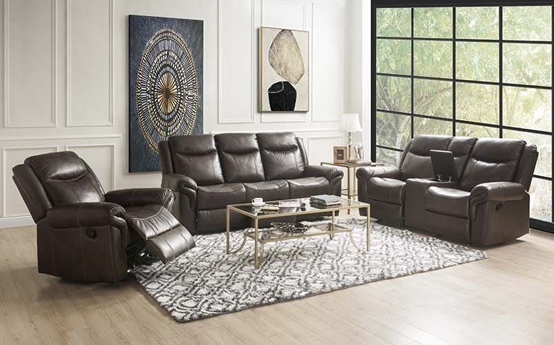 ACME Lydia Motion Loveseat w/Console, Brown Leather Aire LV00655