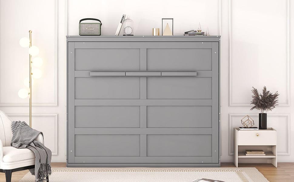 Queen Size Murphy Bed Wall Bed,Gray