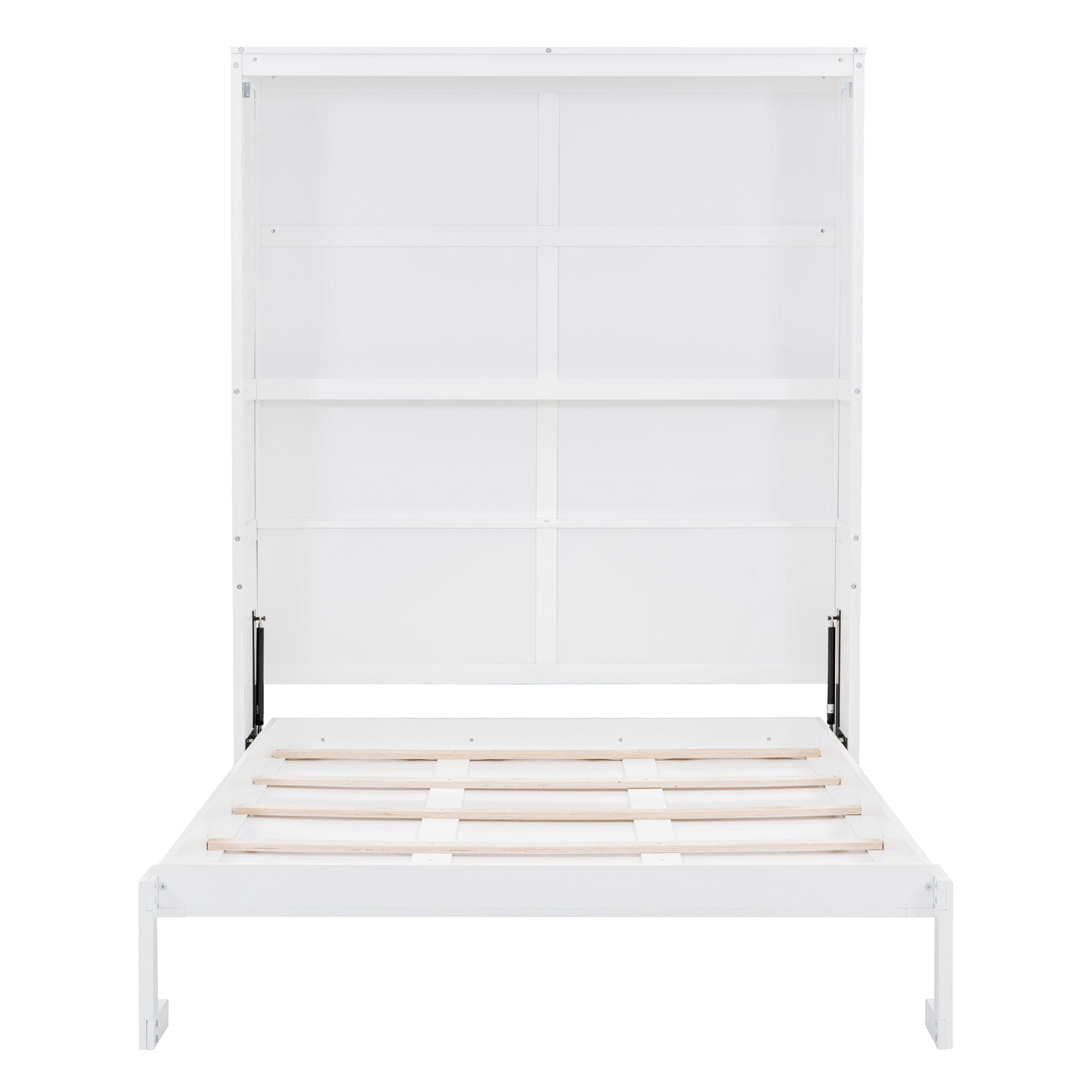 Queen Size Murphy Bed Wall Bed with Shelves,White