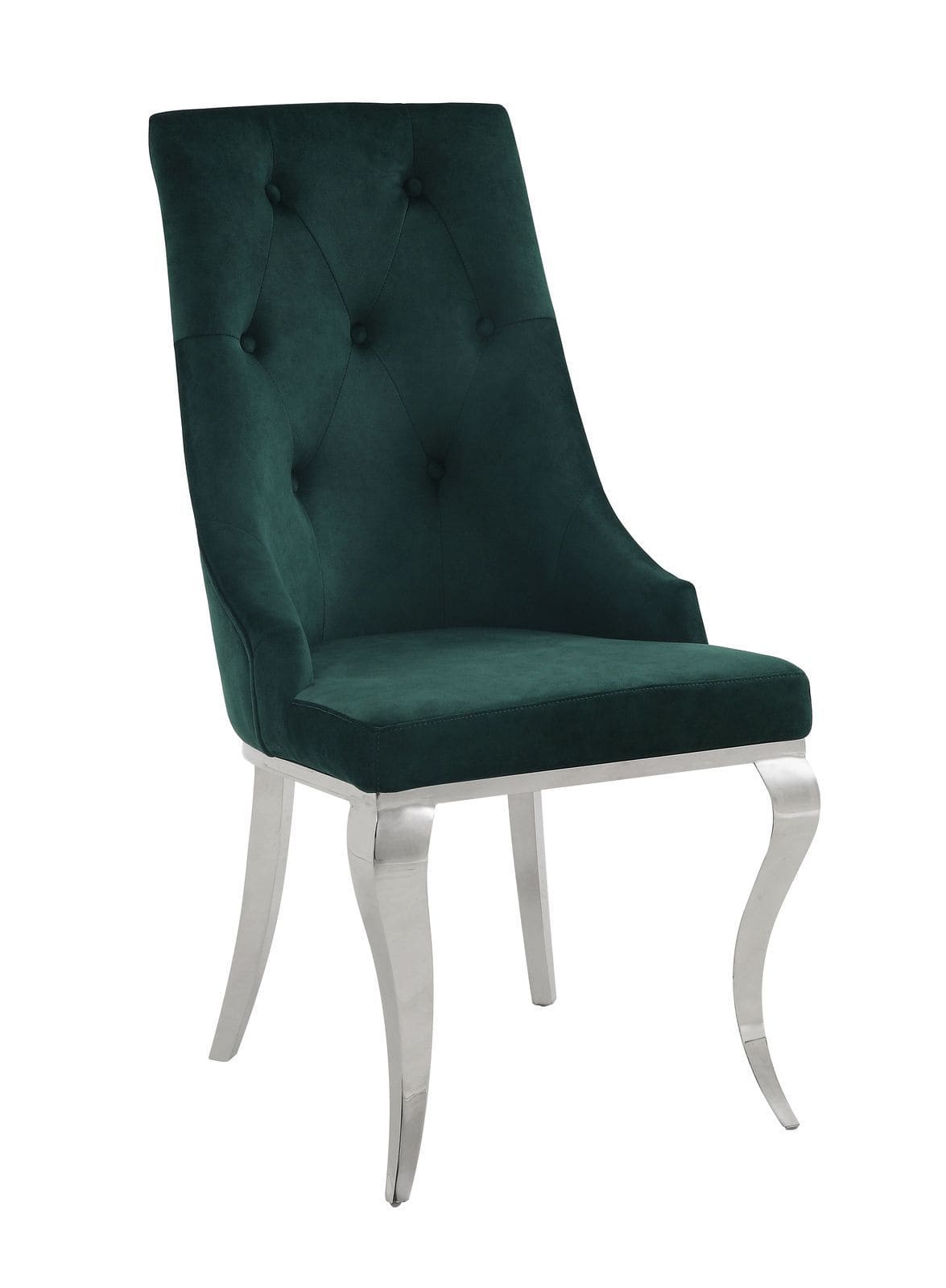 ACME Dekel Side Chair (Set-2), Green Fabric & Stainless Steel 70142