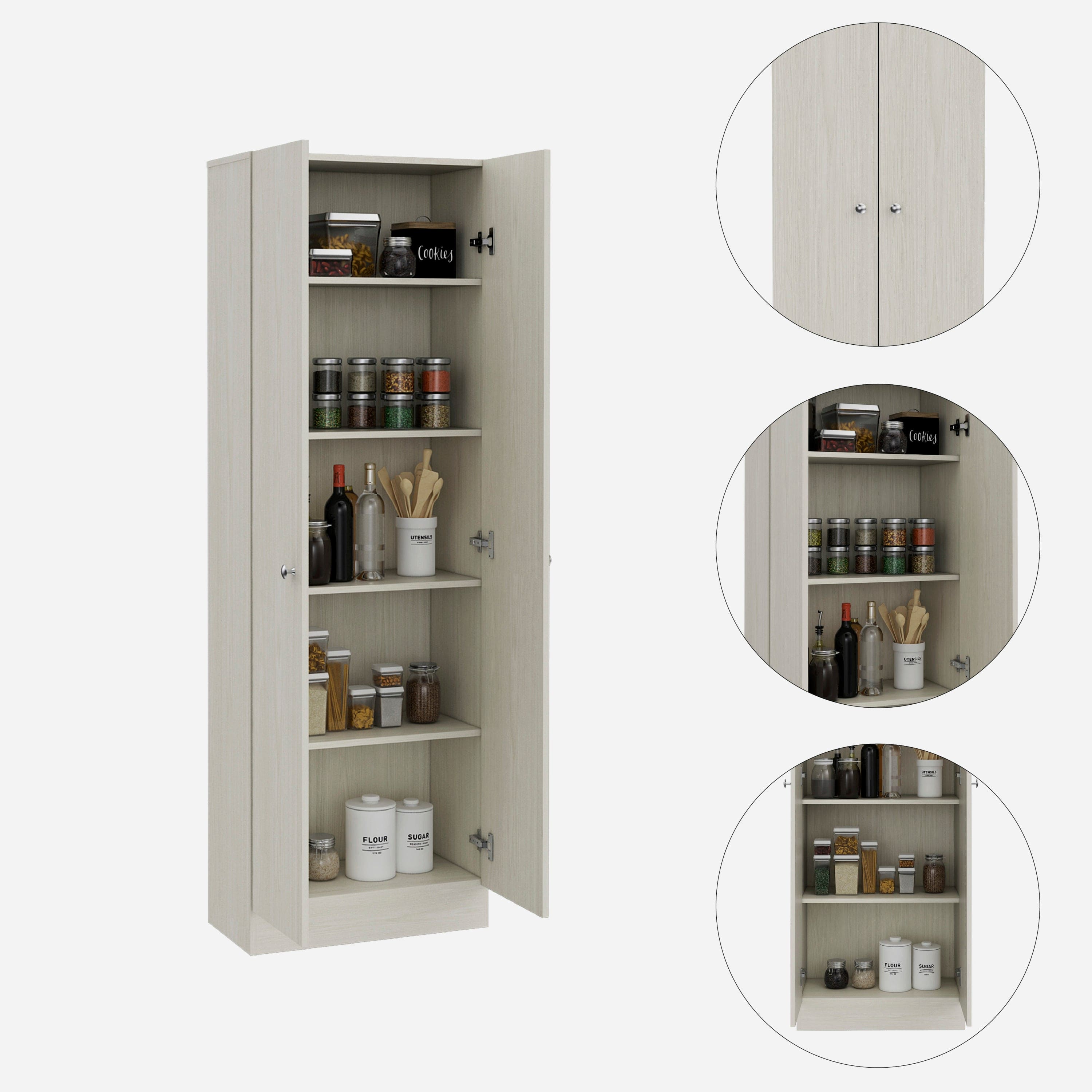 Storage Cabinet Pipestone, Double Door, Pearl Finish