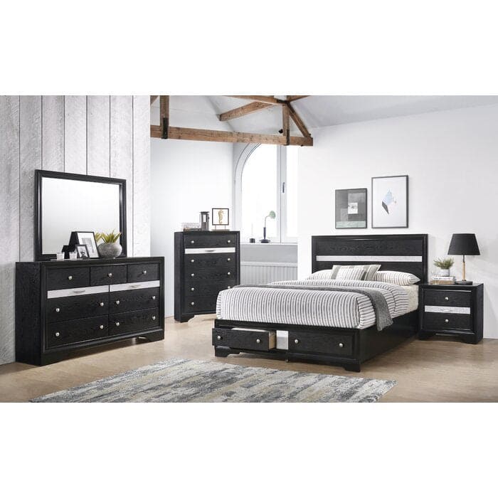 Matrix Traditional style King Size Storage Bed made with Wood in Black