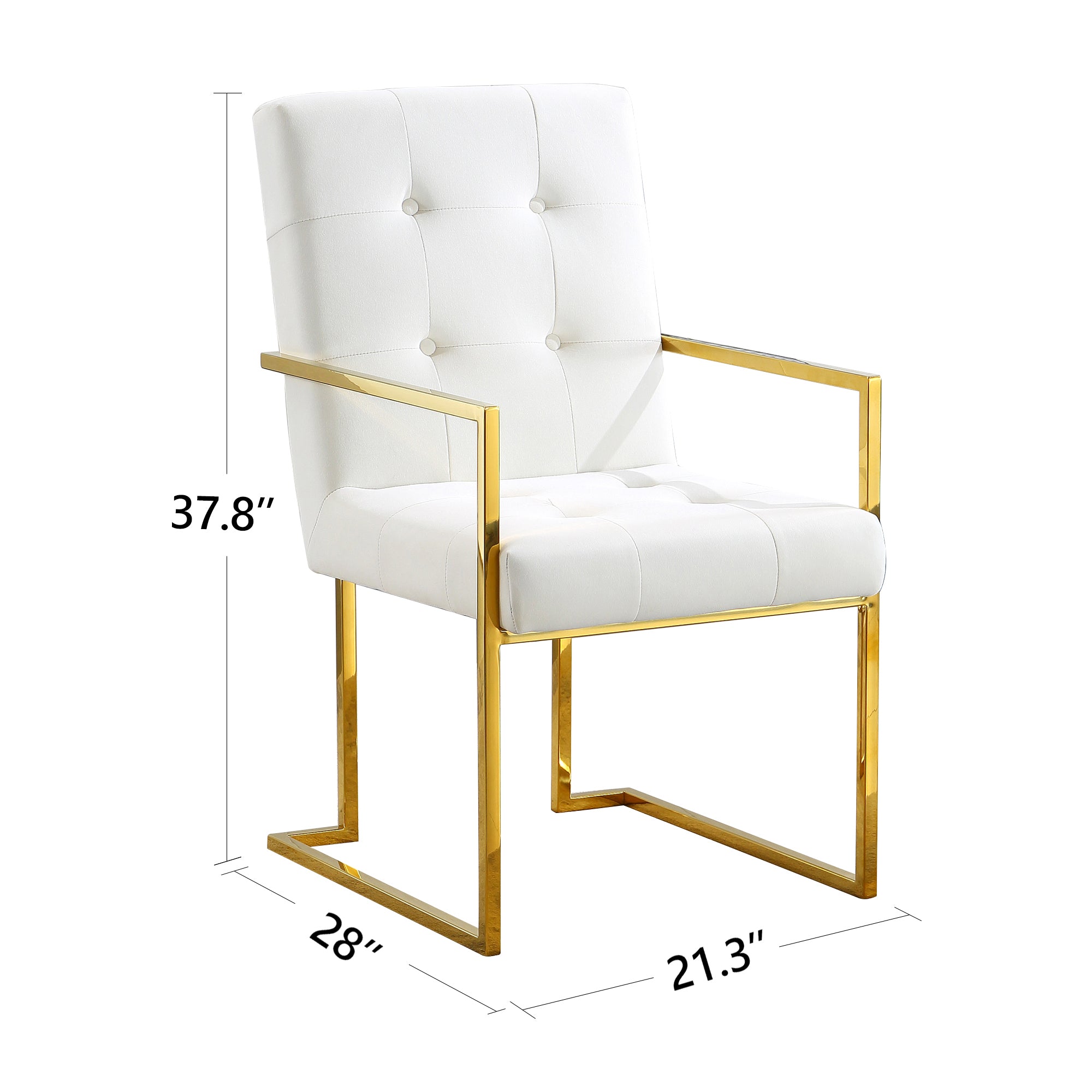 Modern Velvet Dining Arm Chair Set of 1, Tufted Design and Gold Finish Stainless Base