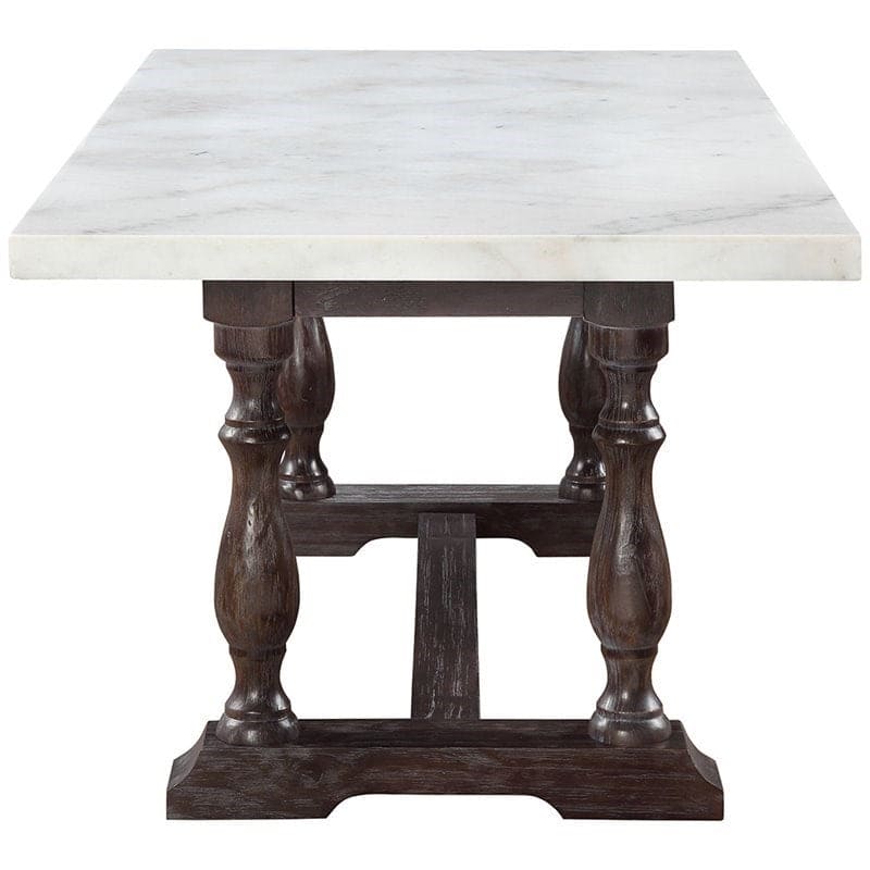 ACME Gerardo Dining Table in White Marble & Weathered Espresso 60820