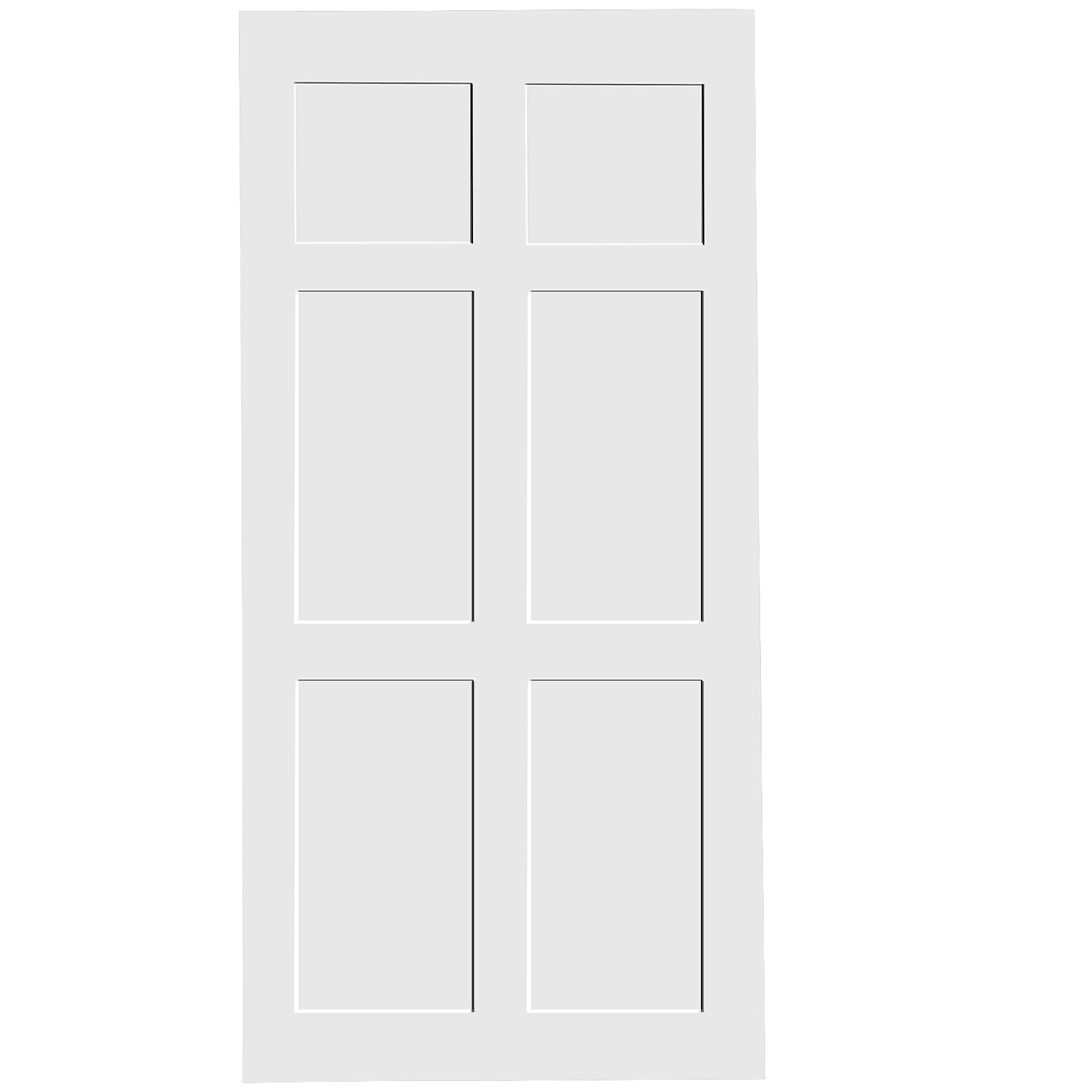 CRAZY ELF 30" x 80" Six Paneled Wood Primed Standard Door Slab, DIY Unfinished Solid Wood Paneled Door, Interior Single Door Slab, Pre-Drilled Ready to Assemble