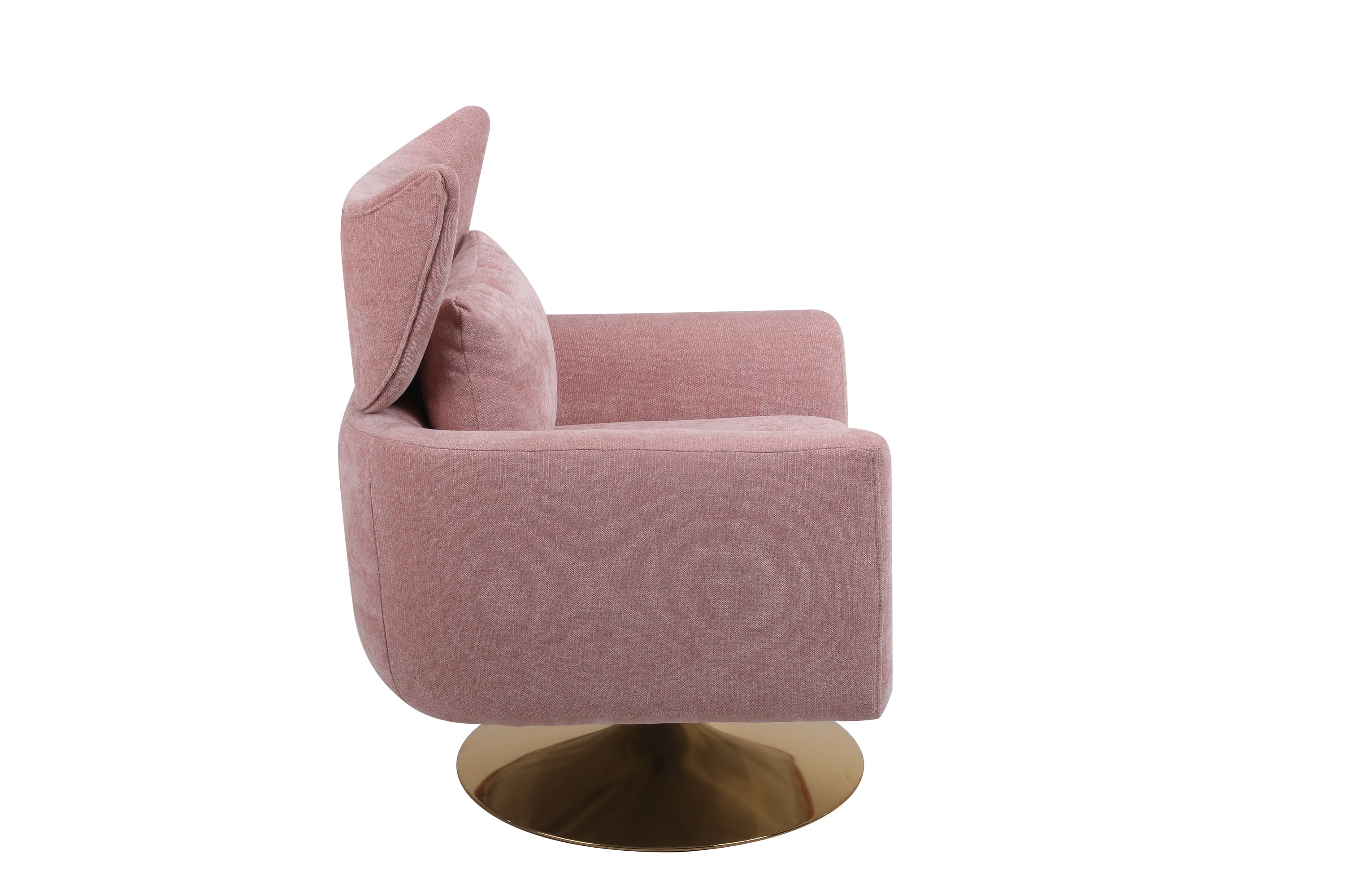 Classic Mid-Century 360-degree Swivel  Accent Chair, Pink Linen