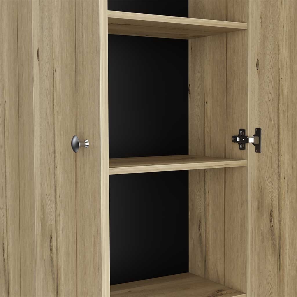 Storage Cabinet Pipestone, Five Shelves, Light Oak / Black Wengue Finish