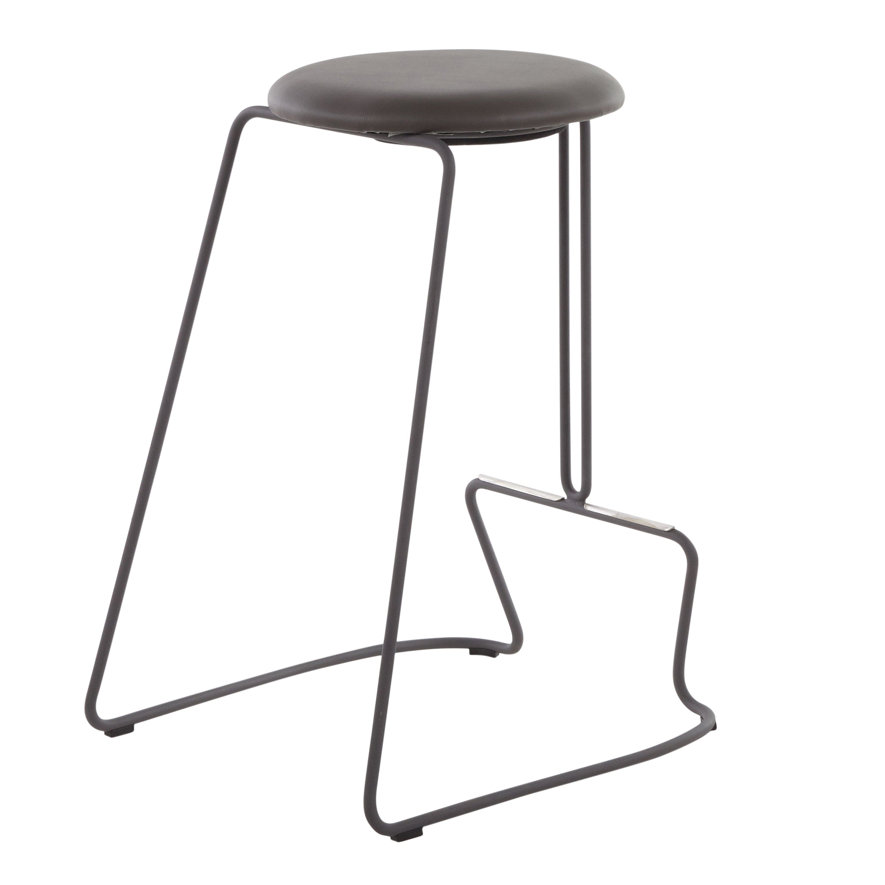 Finn Contemporary Counter Stool in Grey Steel and Grey Faux Leather by LumiSource - Set of 2