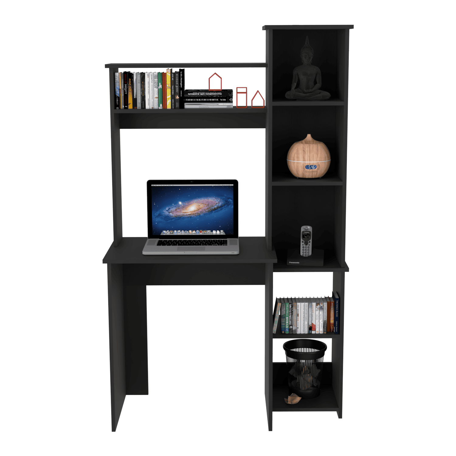 Desk Logan, Five Cubbies, Black Wengue Finish