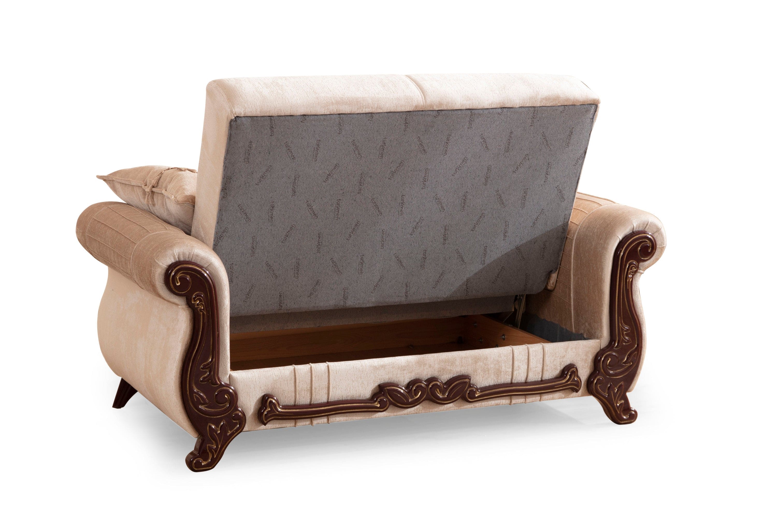 Carmen Loveseat Made With Chenille Upholstery in Beige Color