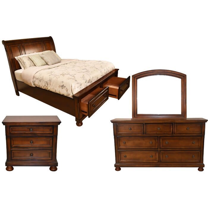 Baltimore Queen 5 Pc Storage Bedroom Set made with Wood in Dark Walnut