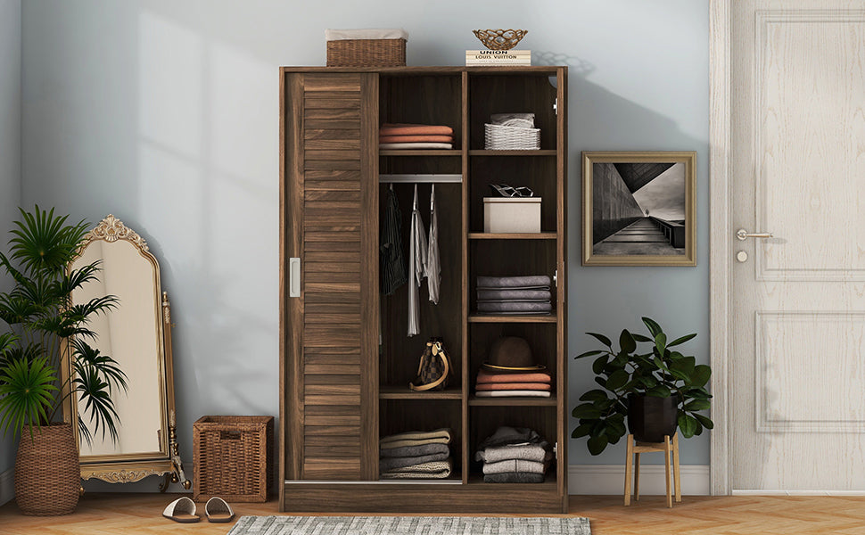 3-Door Shutter Wardrobe with shelves, Walnut