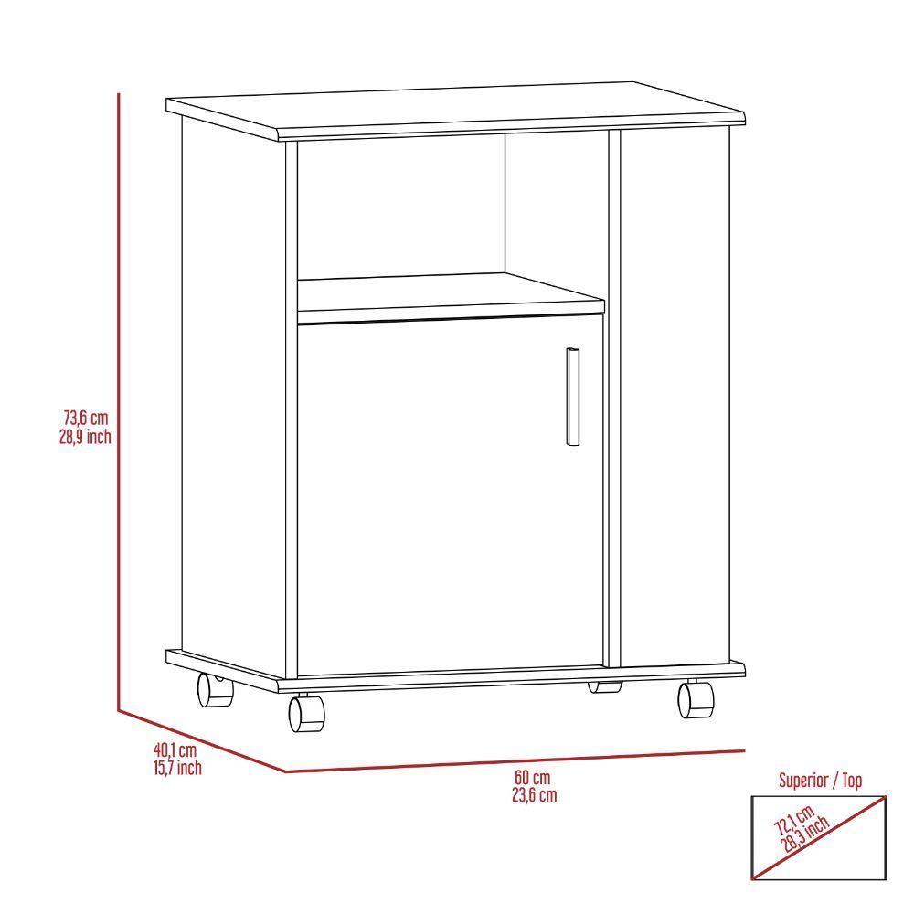 DEPOT E-SHOP Munich Lower Microwave Pantry Single Door Cabinet, Three Lateral Shelves, Two Interior Shelves, White