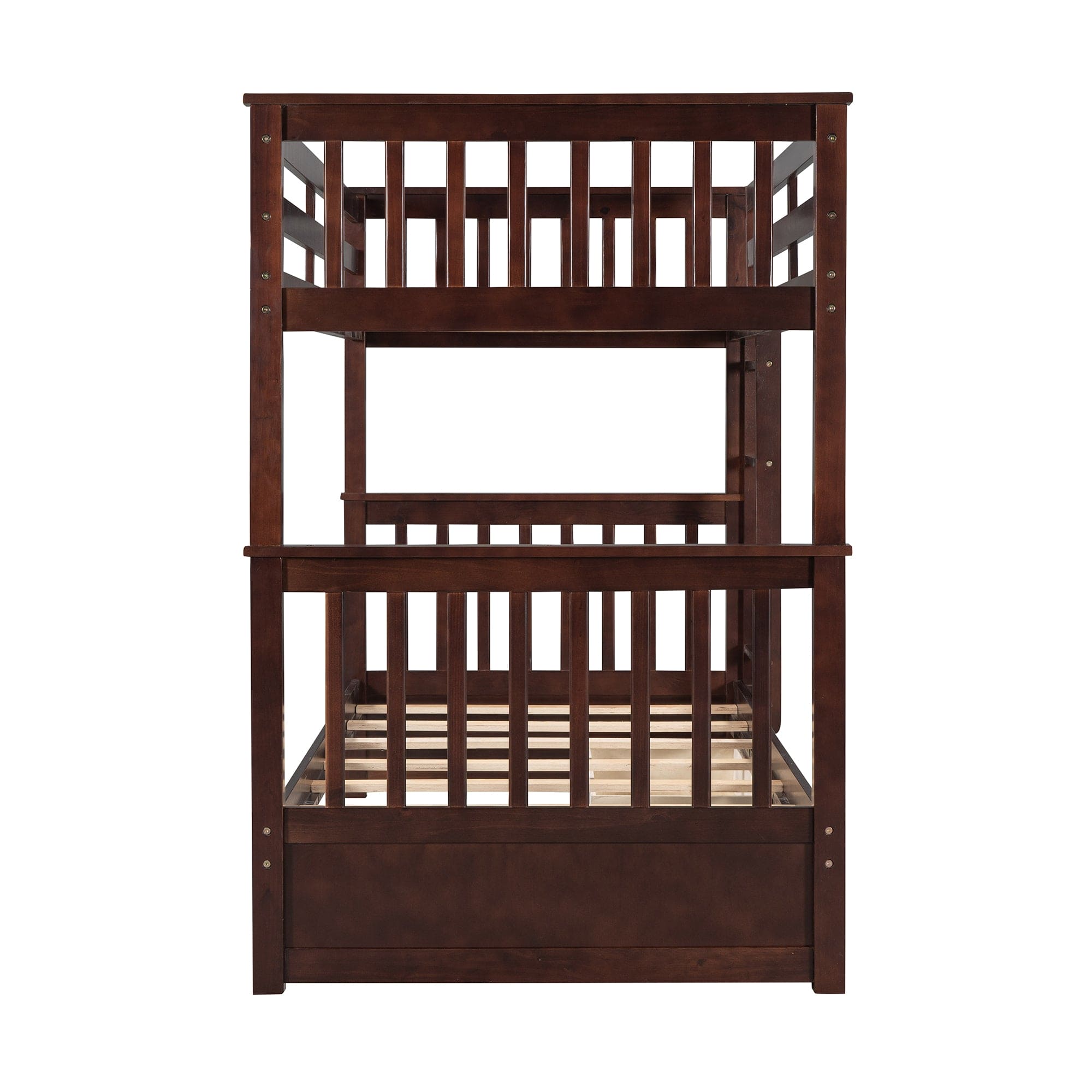 Twin-Over-Twin Bunk Bed with Ladders and Two Storage Drawers (Espresso)(OLD SKU:LT000265AAP)