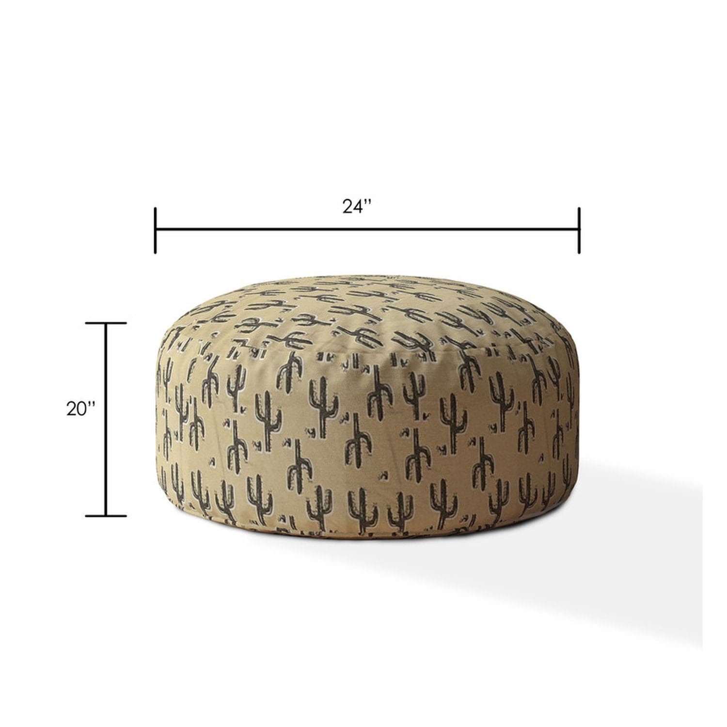 Indoor SAGUARO Blue/Taupe/Camel Tan Round Zipper Pouf - Cover Only - 24in dia x 20in tall