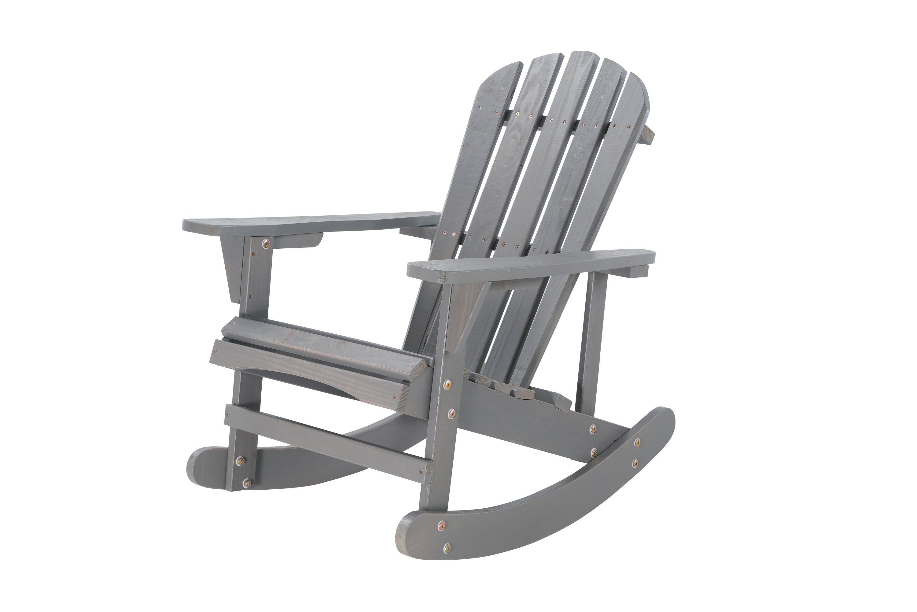 Adirondack Rocking Chair Solid Wood Chairs Finish Outdoor Furniture for Patio, Backyard, Garden - Gray