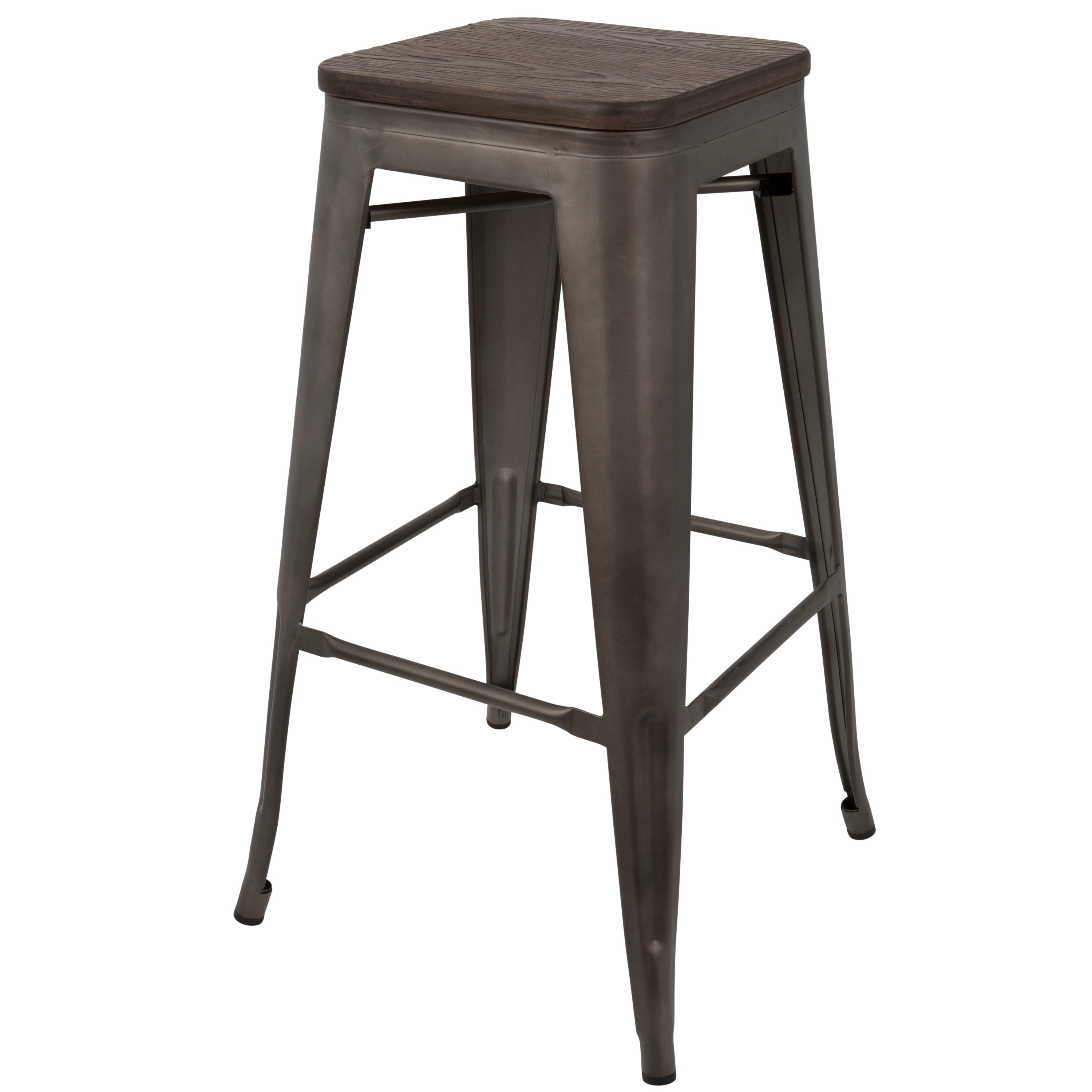 Oregon Industrial Stackable Barstool in Antique and Espresso by LumiSource - Set of 2