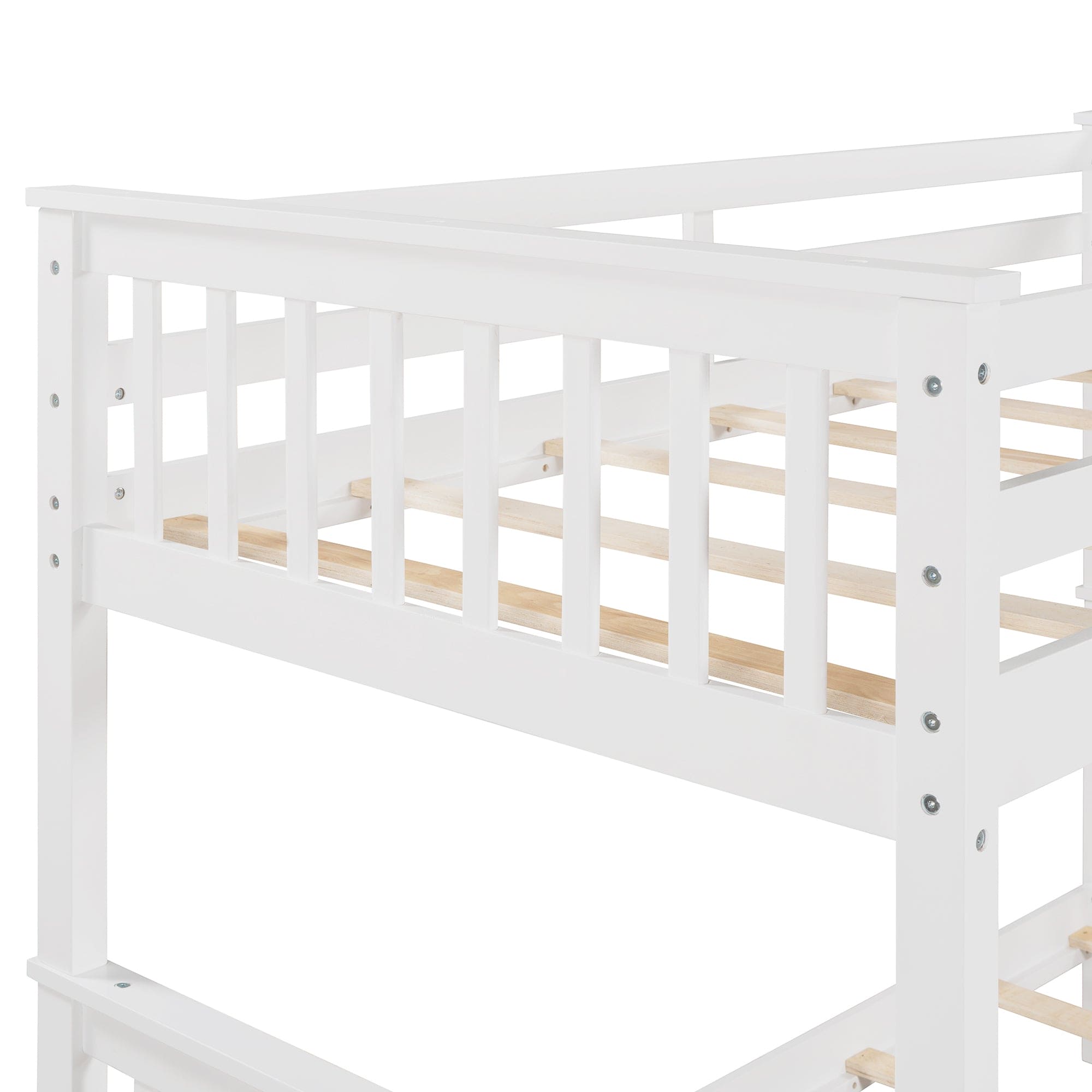 Twin-Over-Twin Bunk Bed with Ladders and Two Storage Drawers (White)(OLD SKU:LT000265AAK)