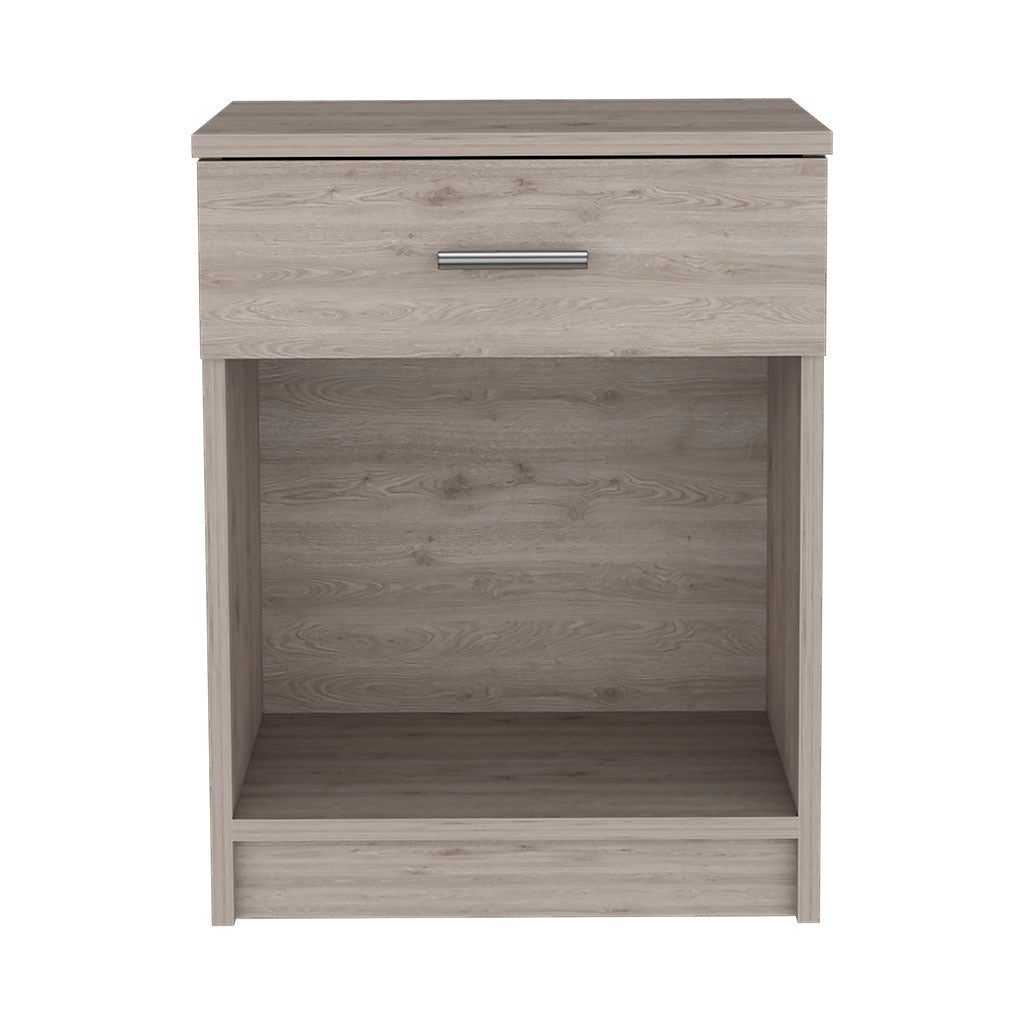 Nightstand Coco, Single Drawer, Lower Shelf, Light Gray Finish