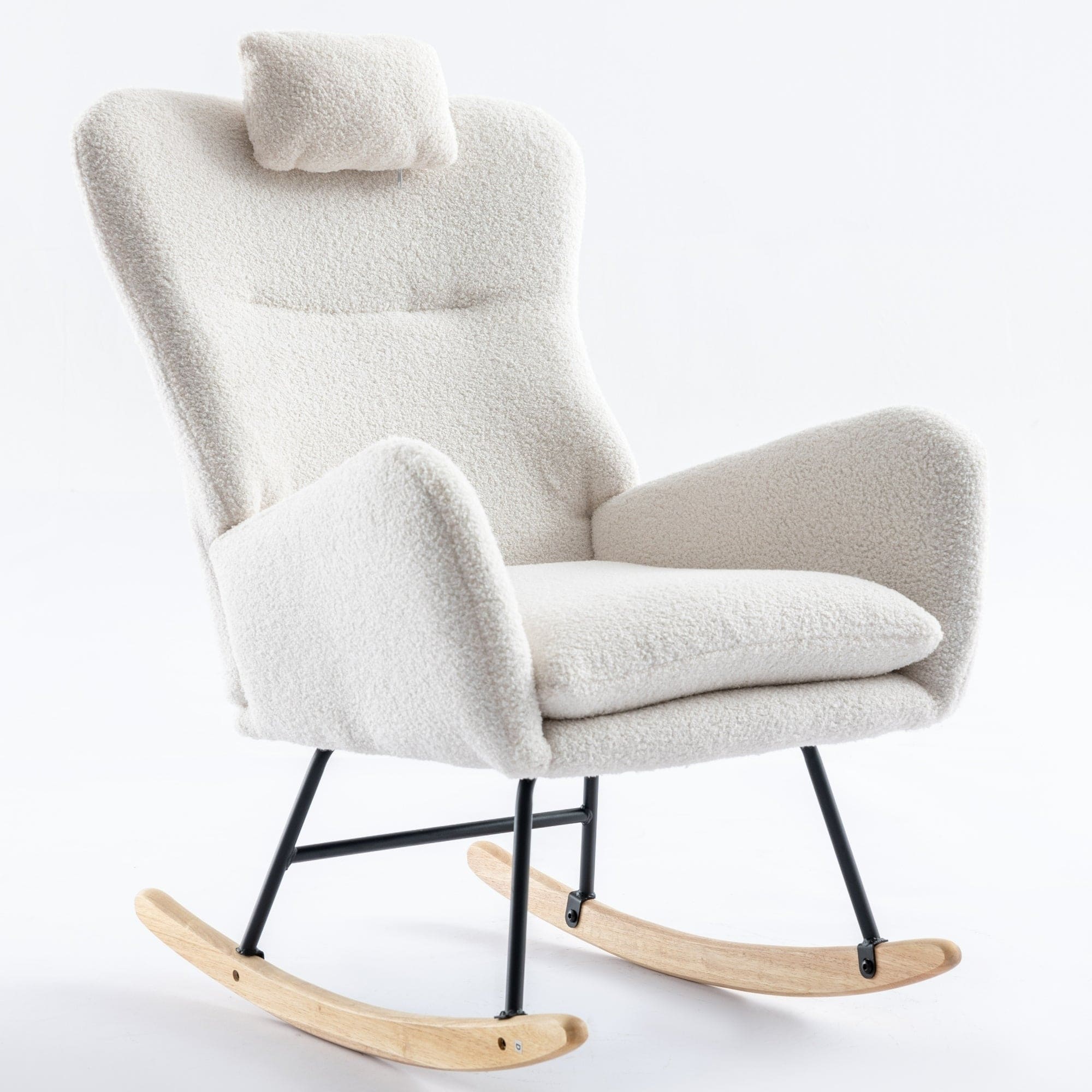 35.5 inch Rocking Chair with Pocket, (white)