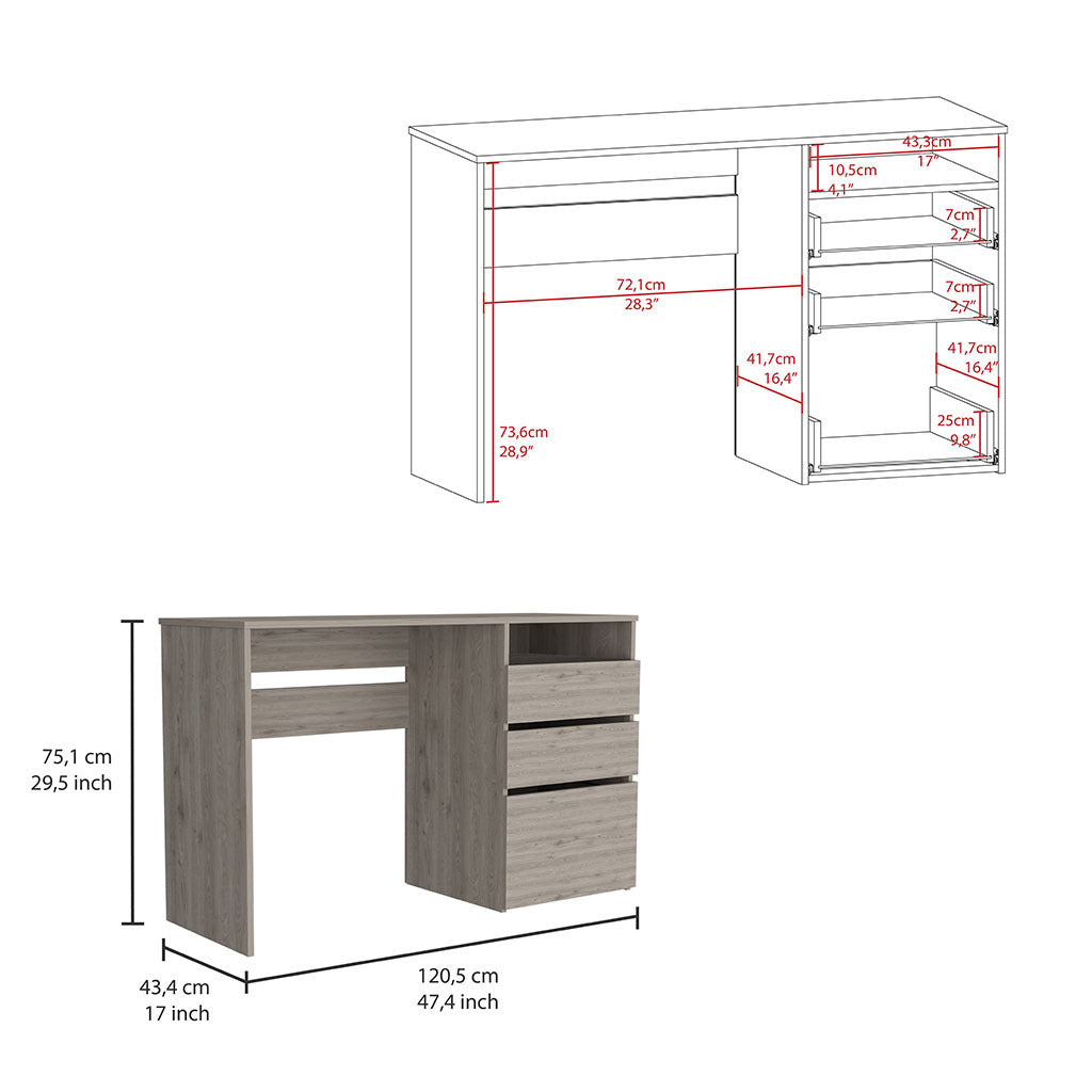 Computer Desk San Diego, One Shelf, Light Gray Finish