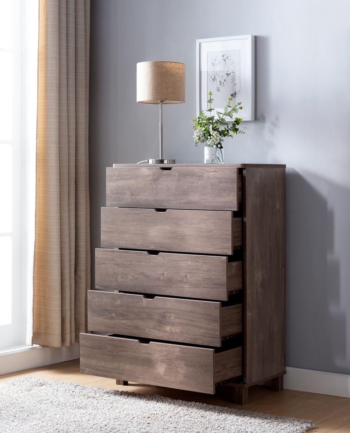 ID USA  Y2206 5 Drawer Chest Hazelnut