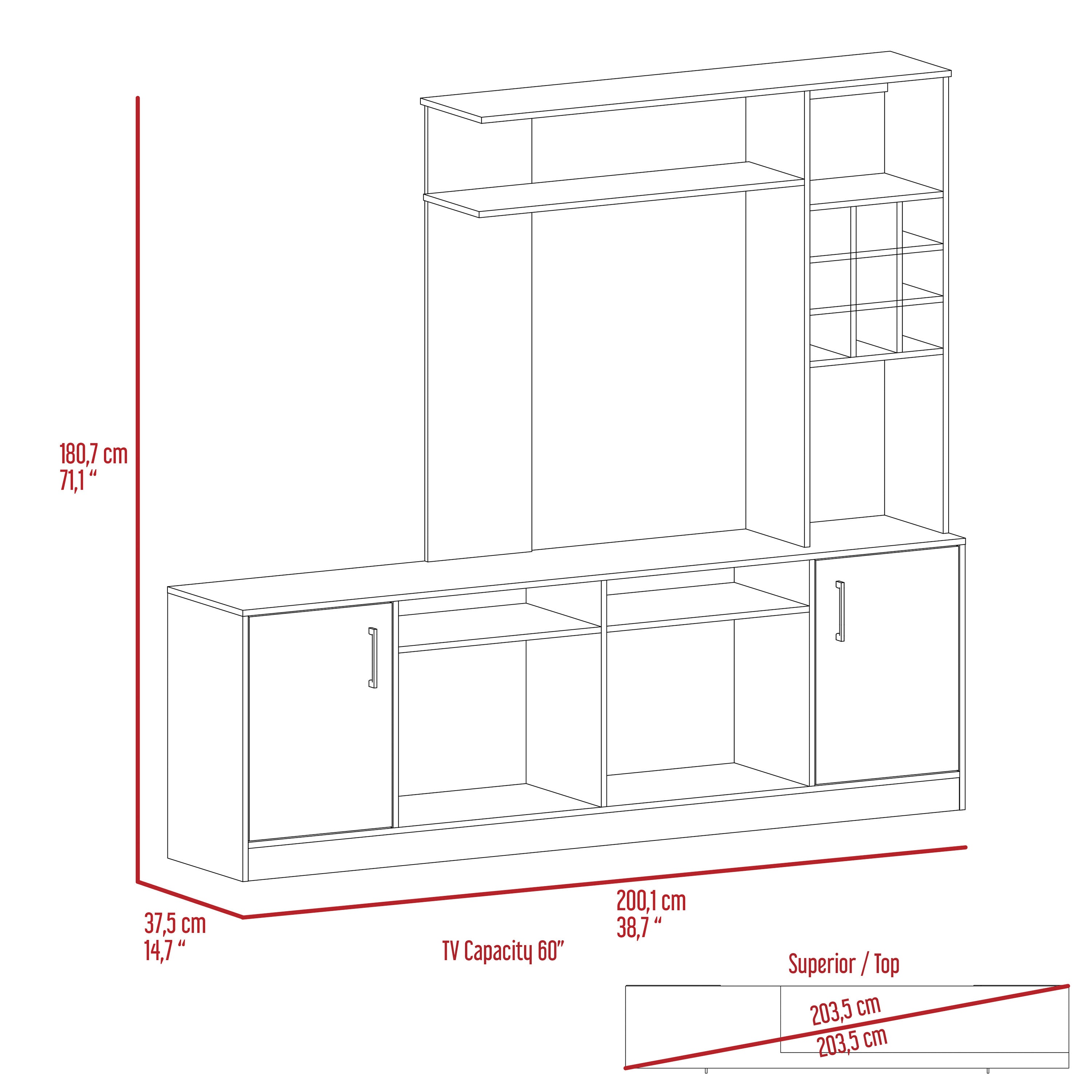 Latrou 6-Bottle 2-Door Entertainment Center Black Wengue