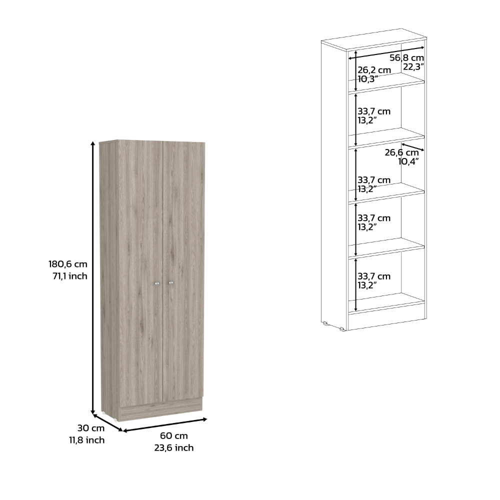 DEPOT E-SHOP Dakari Multistorage Double Door Cabinet, Five Shelves, Light Gray