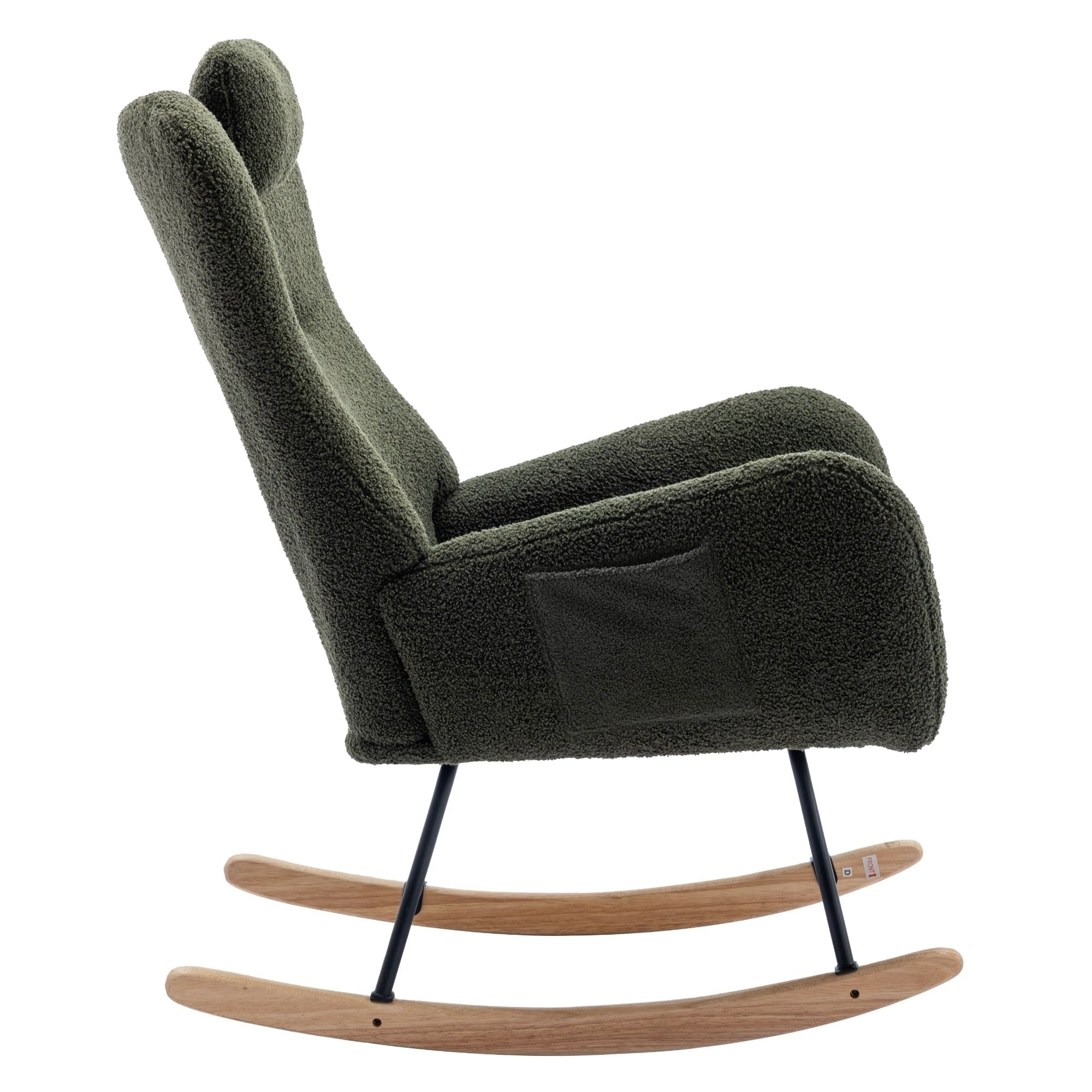 35.5 inch Rocking Chair with Pocket, (dark green)