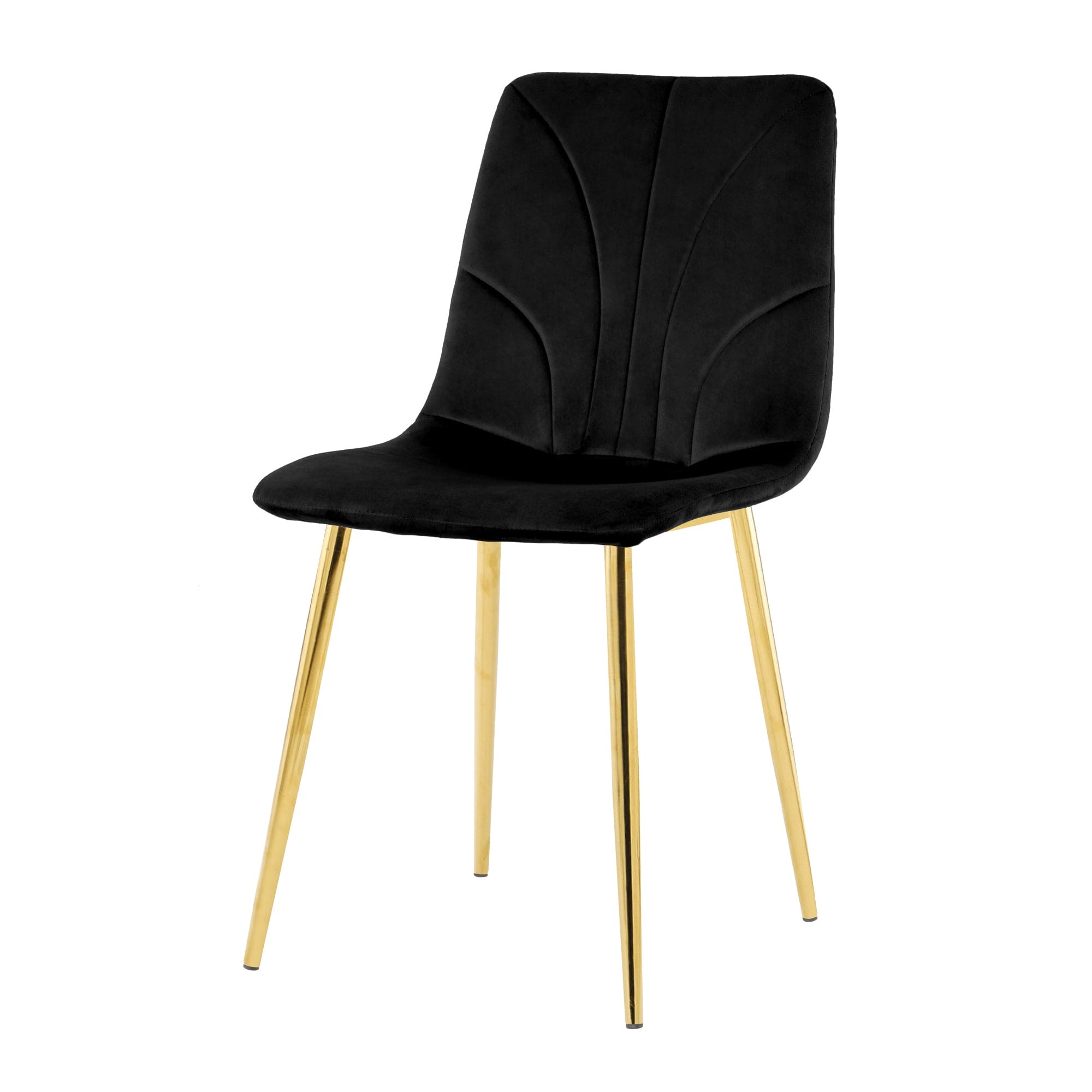 Modern simple light luxury dining black chair home bedroom stool back dressing chair student desk chair gold metal legs(set of 4)