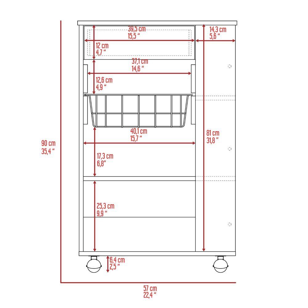 Prospect 5-Shelf 1-Drawer Kitchen Cart White and Light Oak