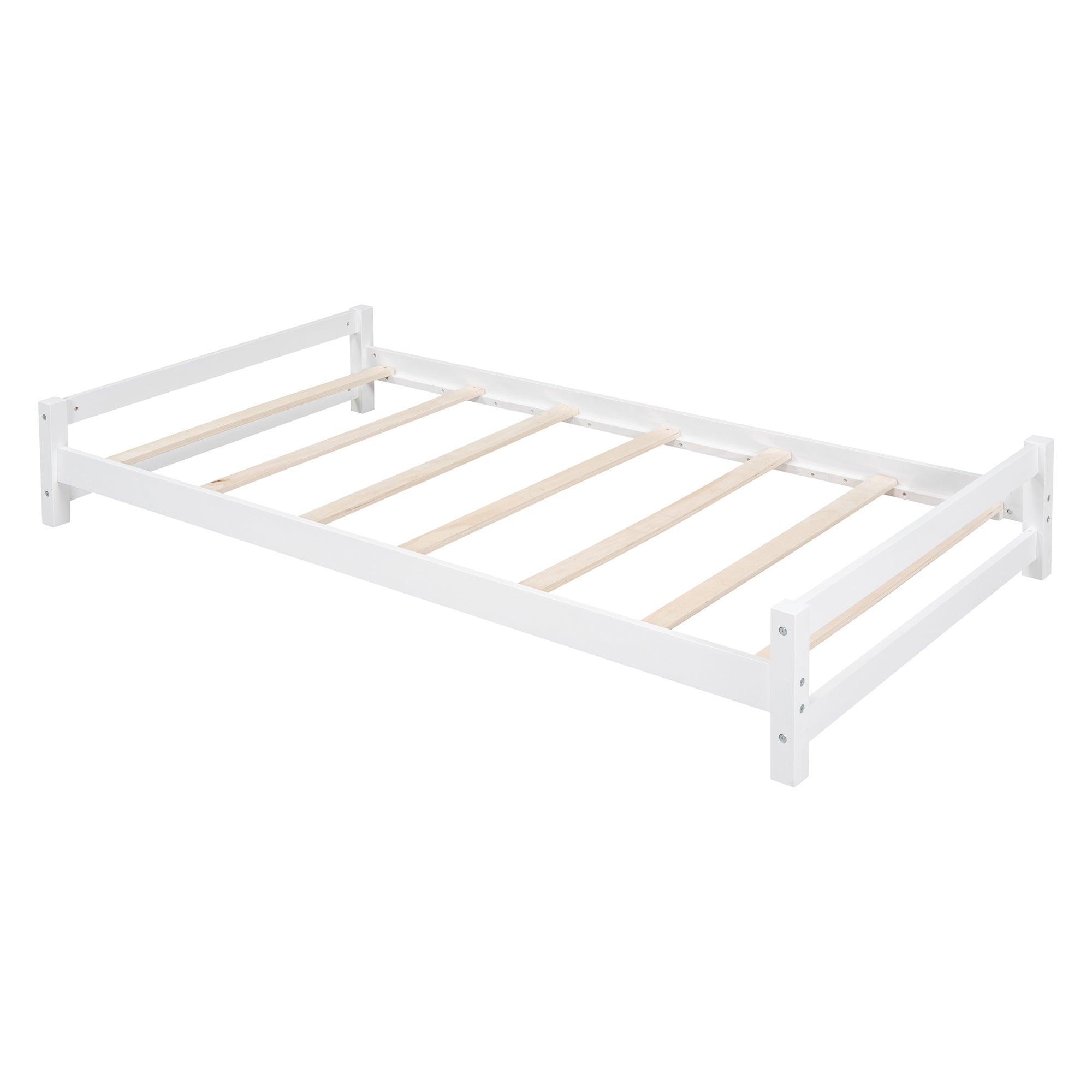 Twin over Twin Bunk Bed with LED Light and USB Ports, White