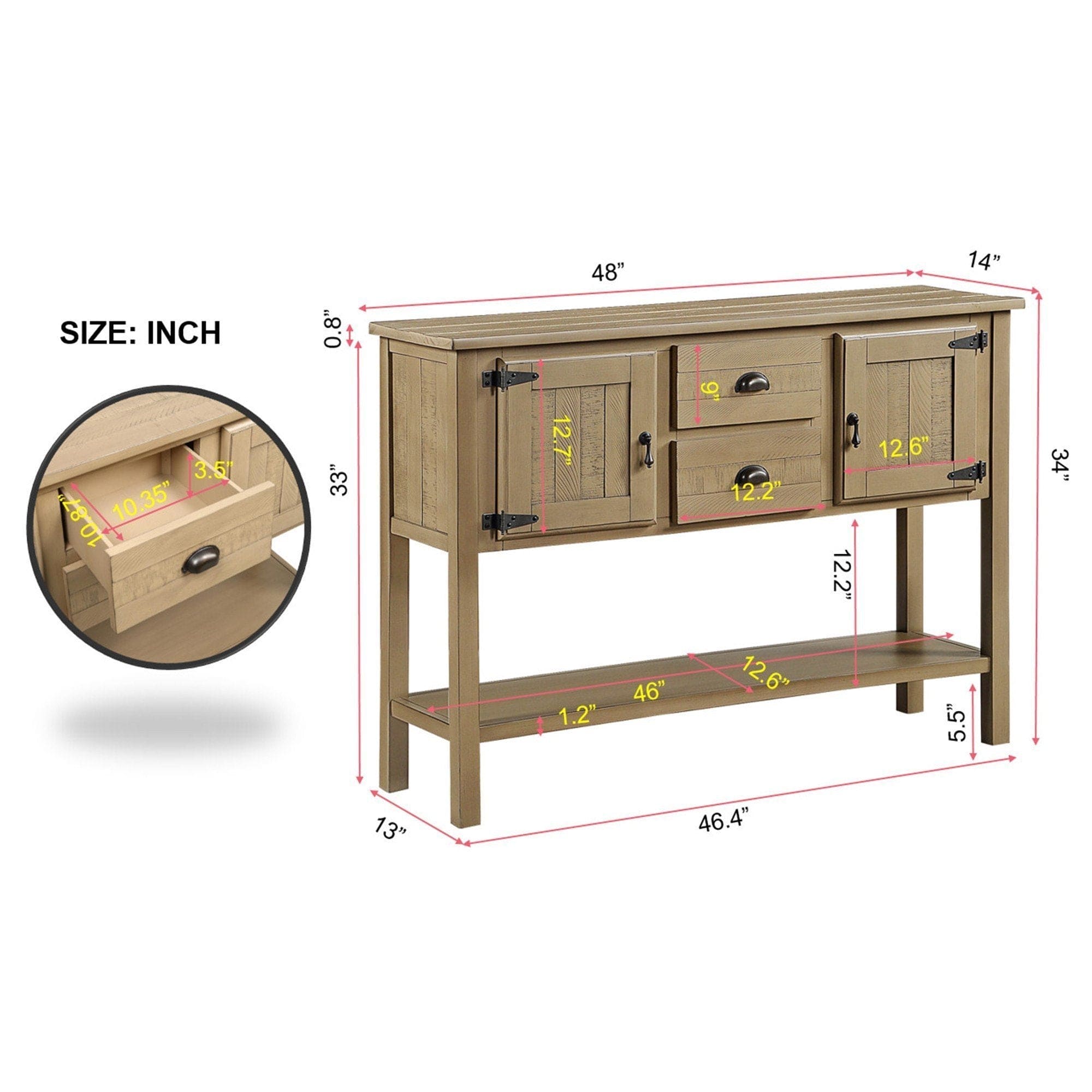 Wood Sideboard Console Table (Rustic)