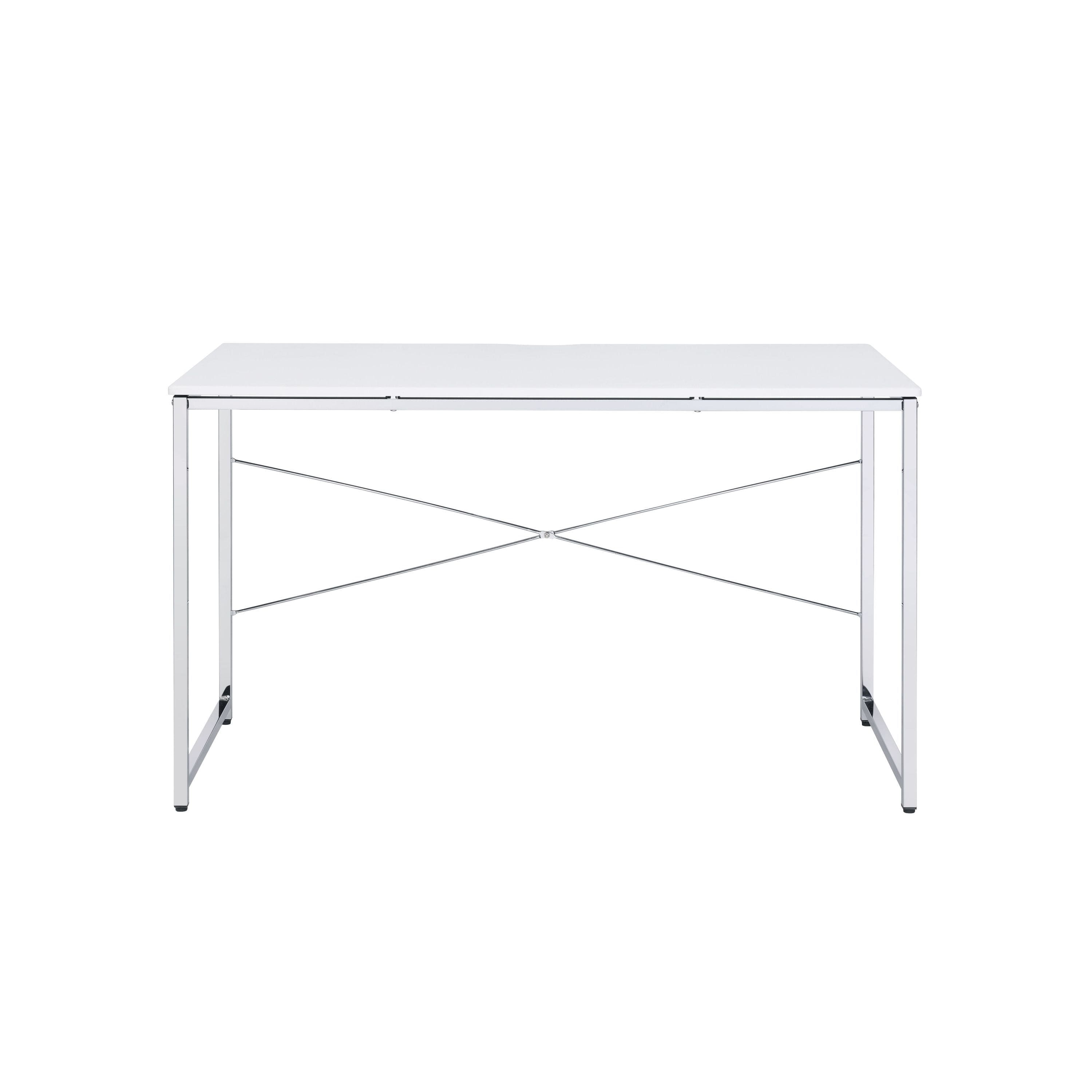 ACME Tennos Vanity Desk  in White & Chrome Finish AC00903