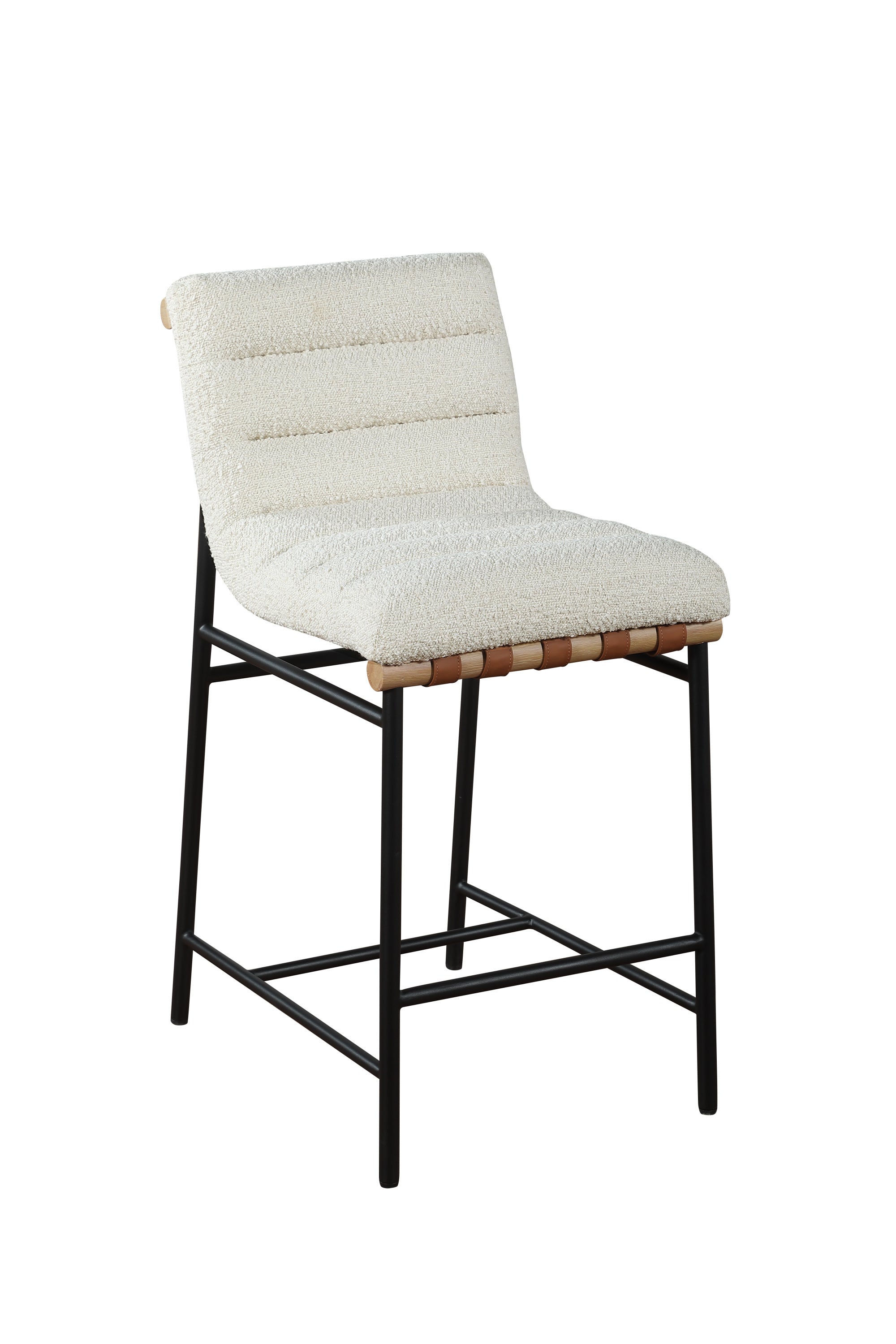 Lahni White Boucle Fabric Counter Height Chair