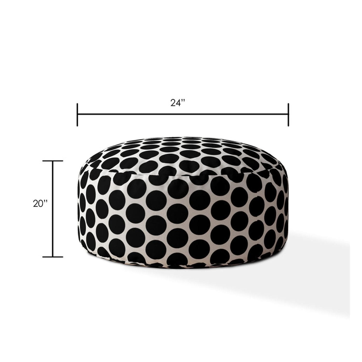 Indoor BIG DOT Black Round Zipper Pouf - Cover Only - 24in dia x 20in tall