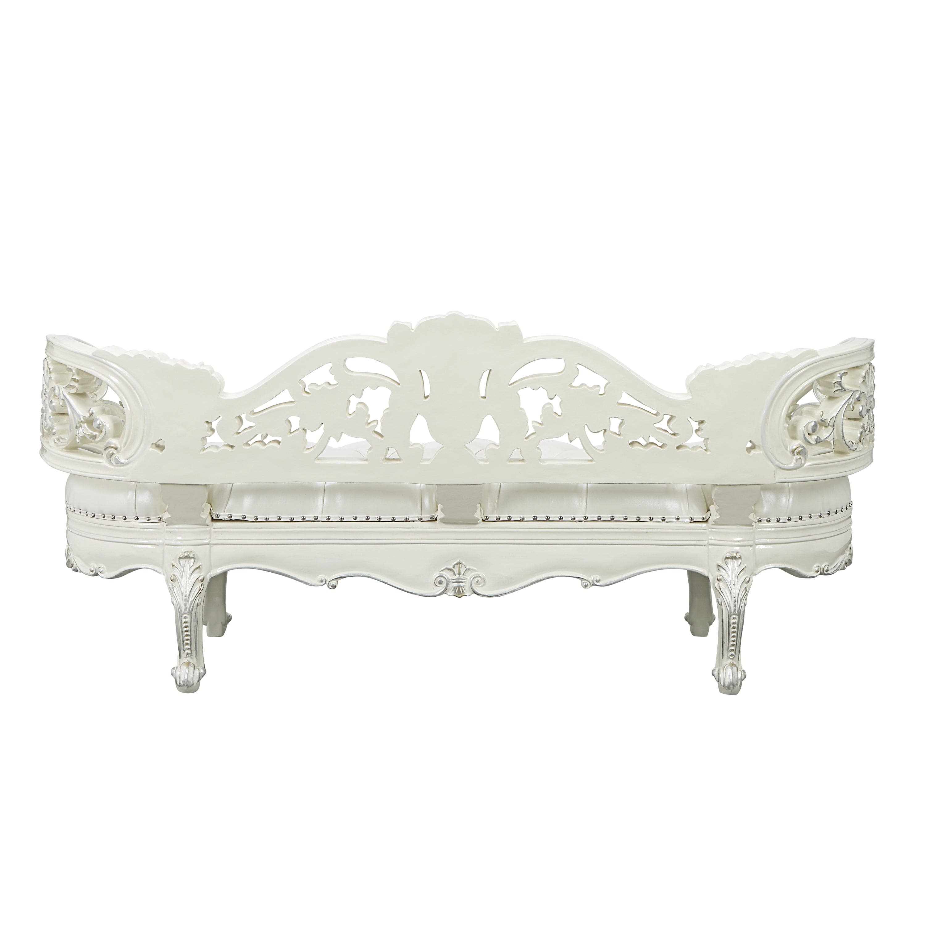 ACME Adara BENCH Pearl White PU & Antique White Finish BD01253