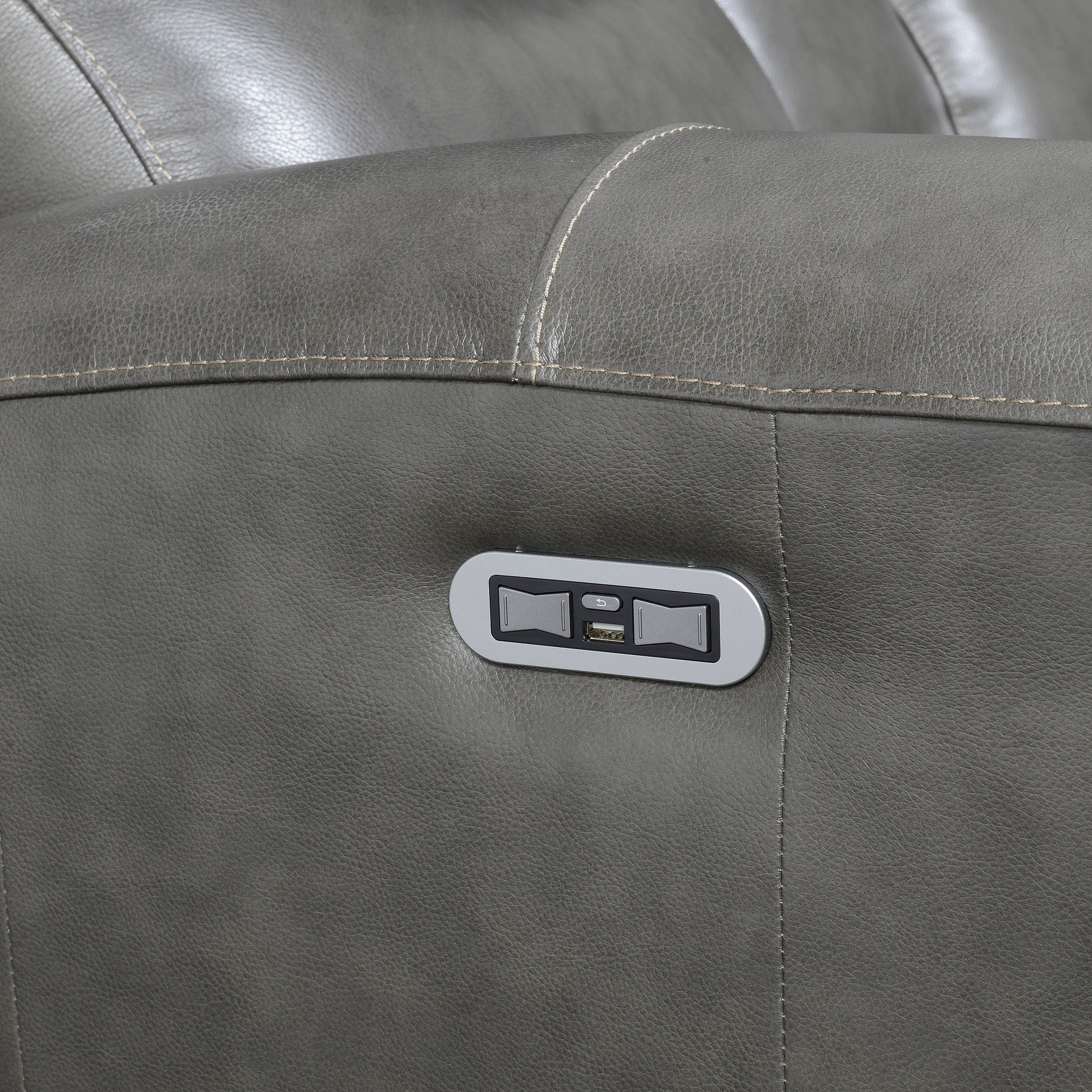 Leather Power Reclining Loveseat with Console - Contemporary Style, Dual Reclining Seats - USB Charging, Hidden Storage