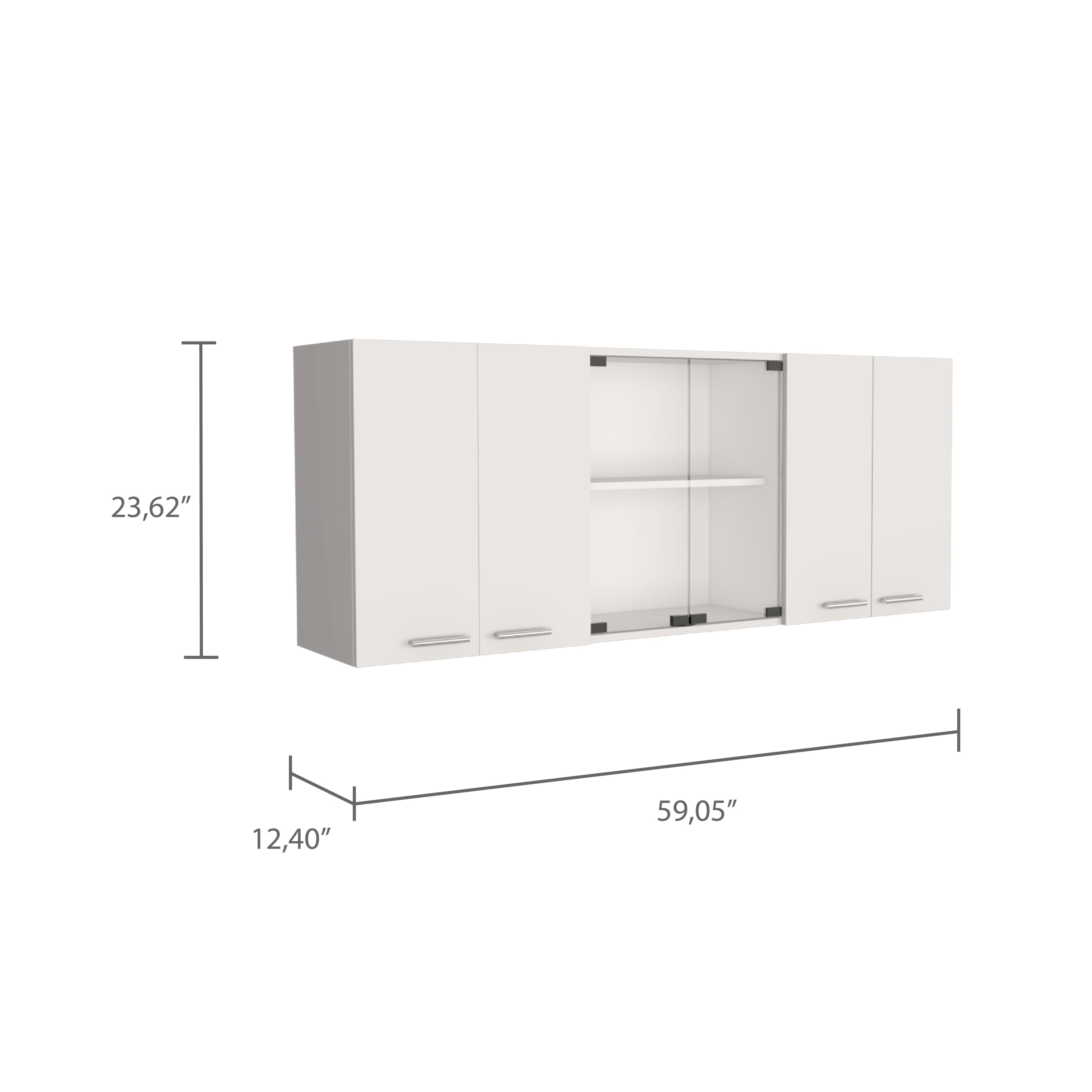 Superior Wall Cabinet Peoria, Four Interior Shelves, White Finish