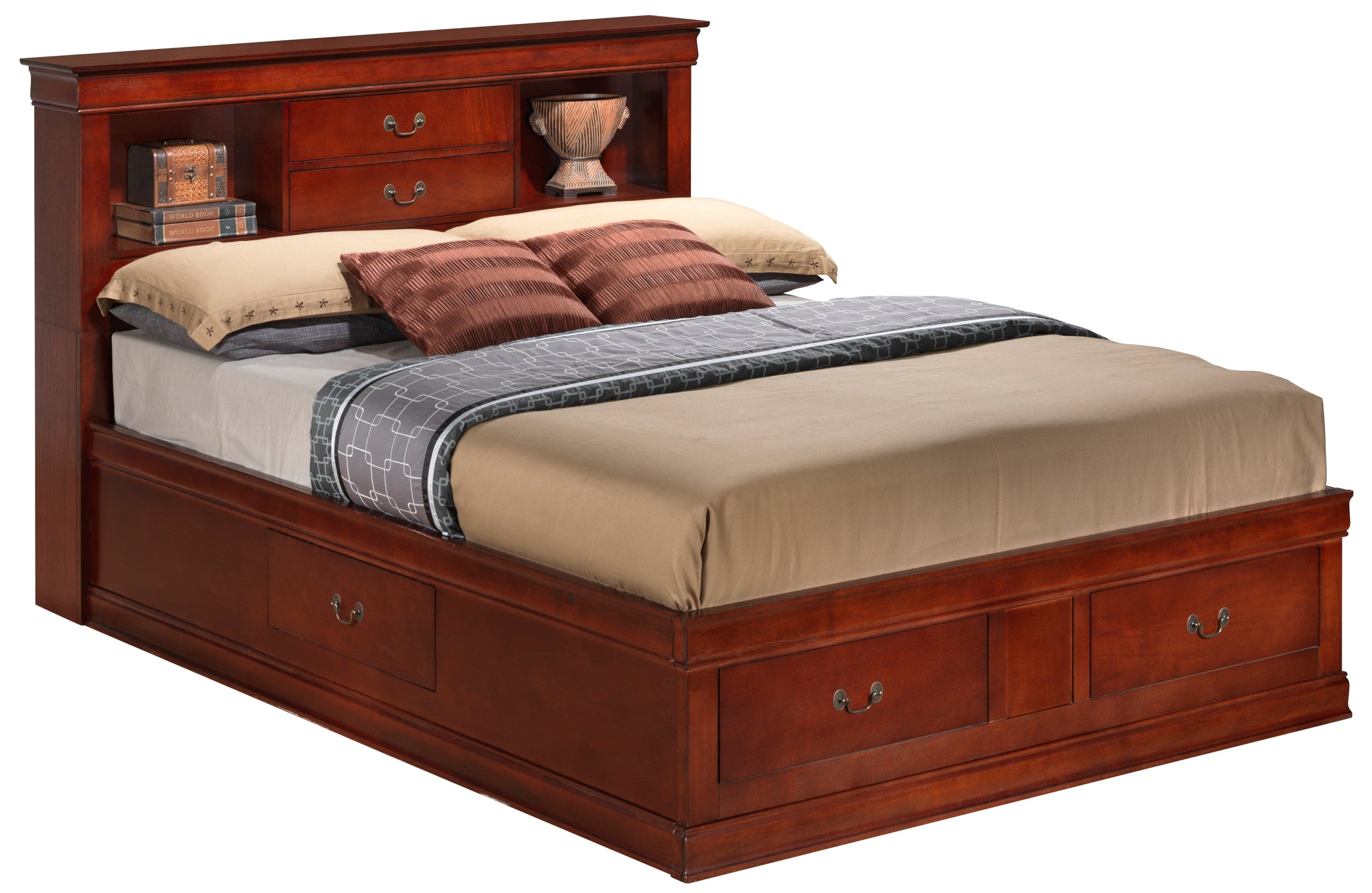 Glory Furniture Louis Phillipe G3100B-KSB King Storage Bed , Cherry