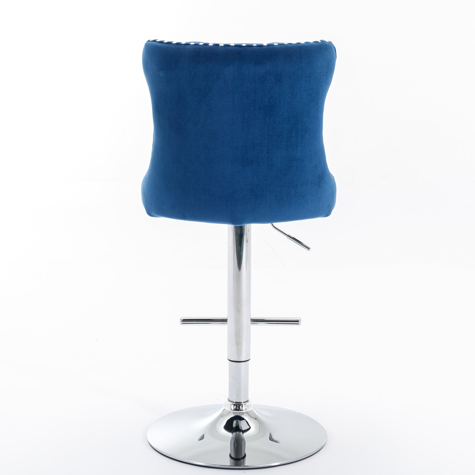 A&A Furniture,Swivel Velvet Barstools Blue,Set of 2