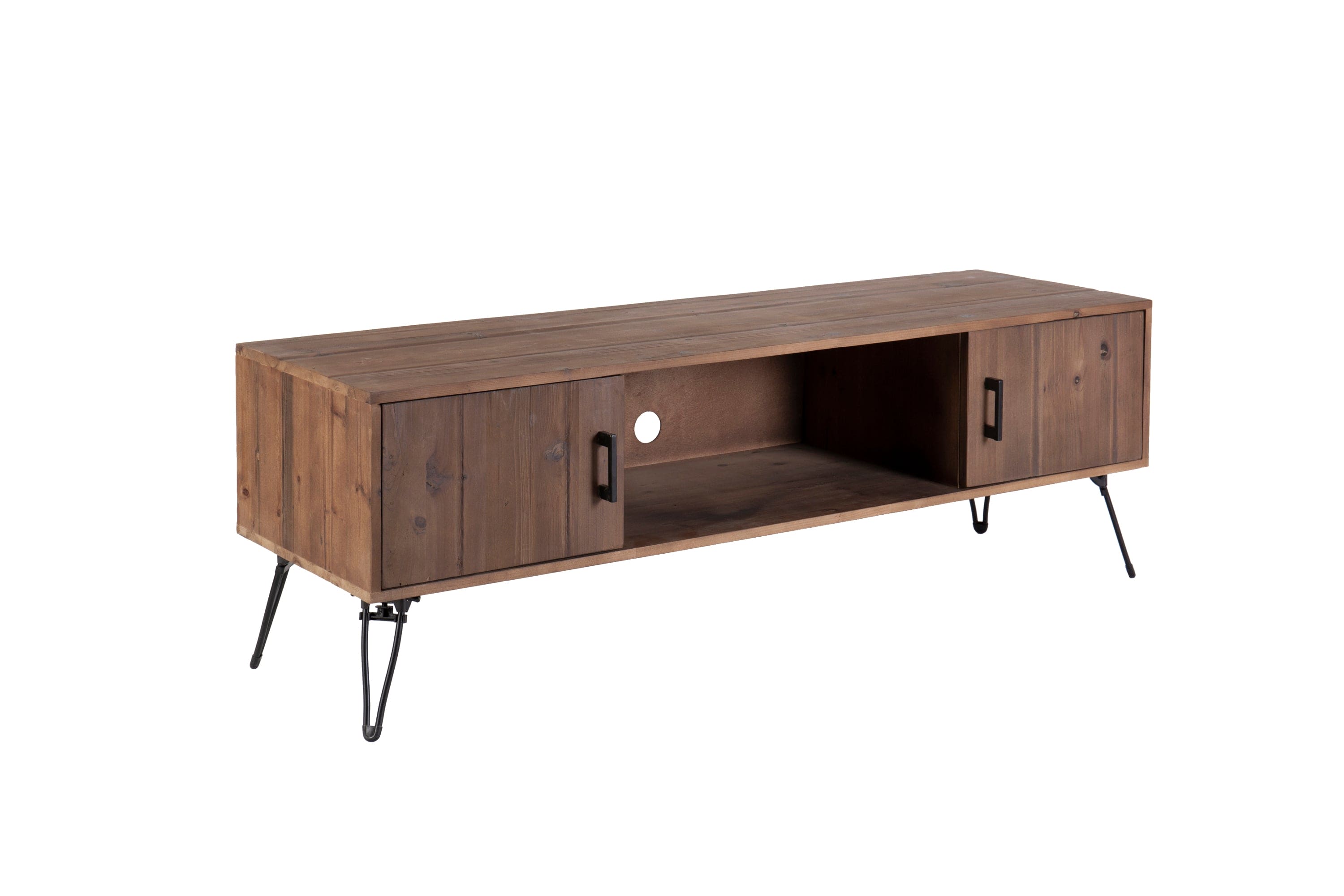 Industrial style Reclaimed wood Media TV Stand with Storage Cabinet for Living Media Room