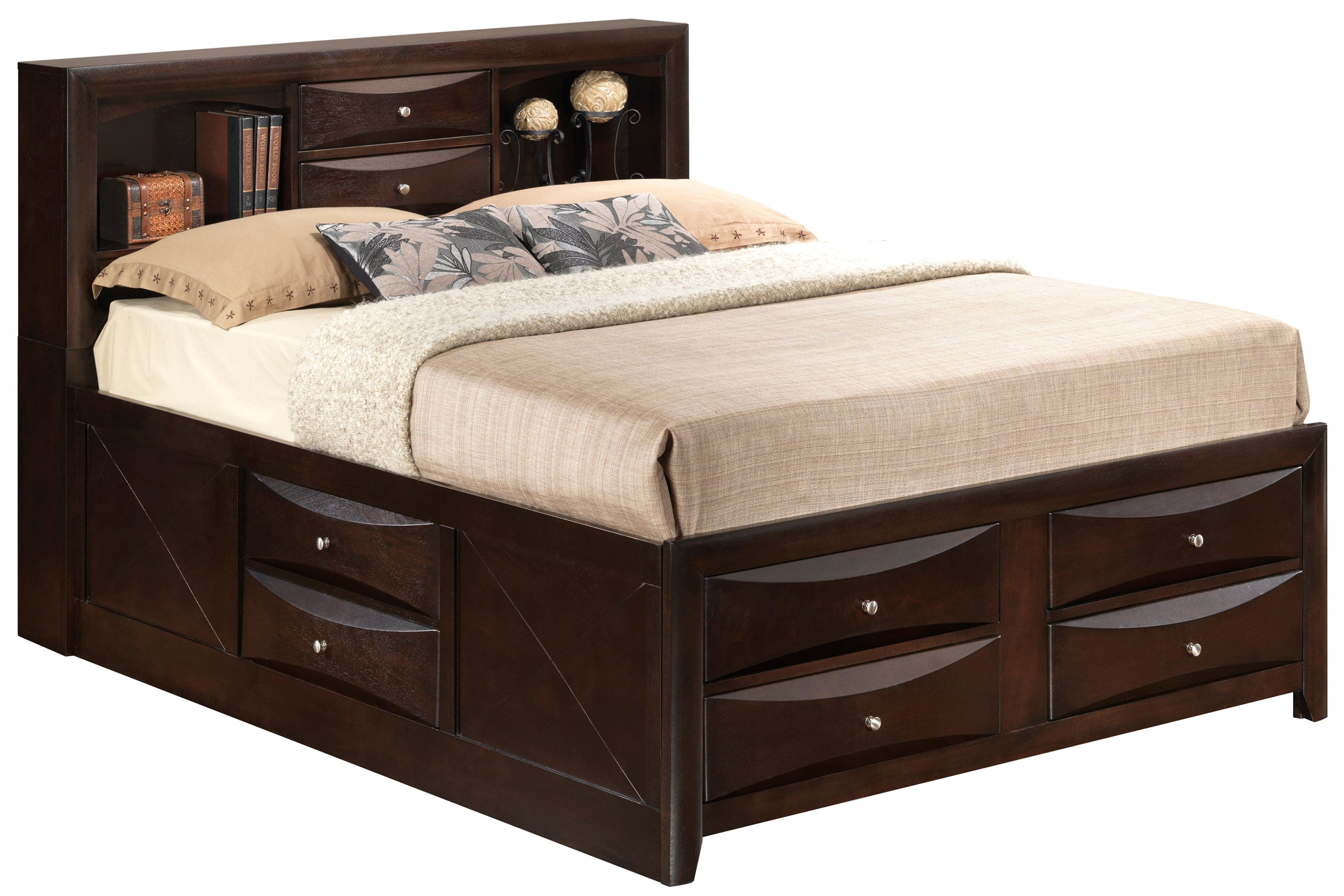 Glory Furniture Marilla G1525G-QSB3 Queen Storage Bed , Cappuccino