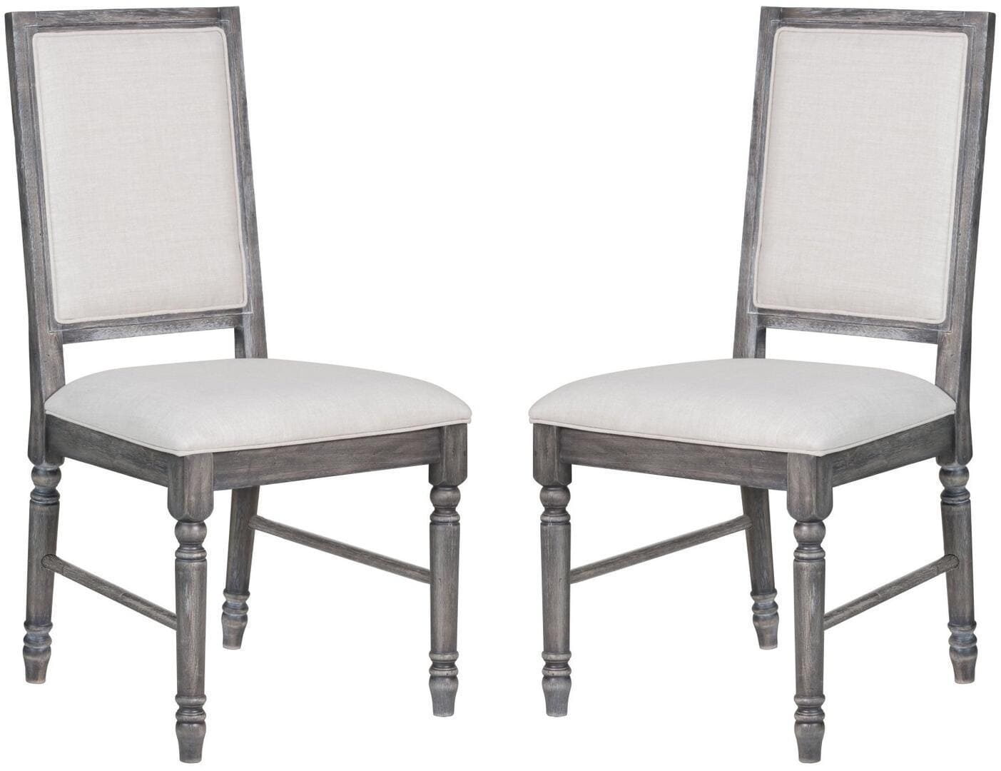 ACME Leventis Side Chair (Set-2) in Cream Linen & Weathered Gray 66182